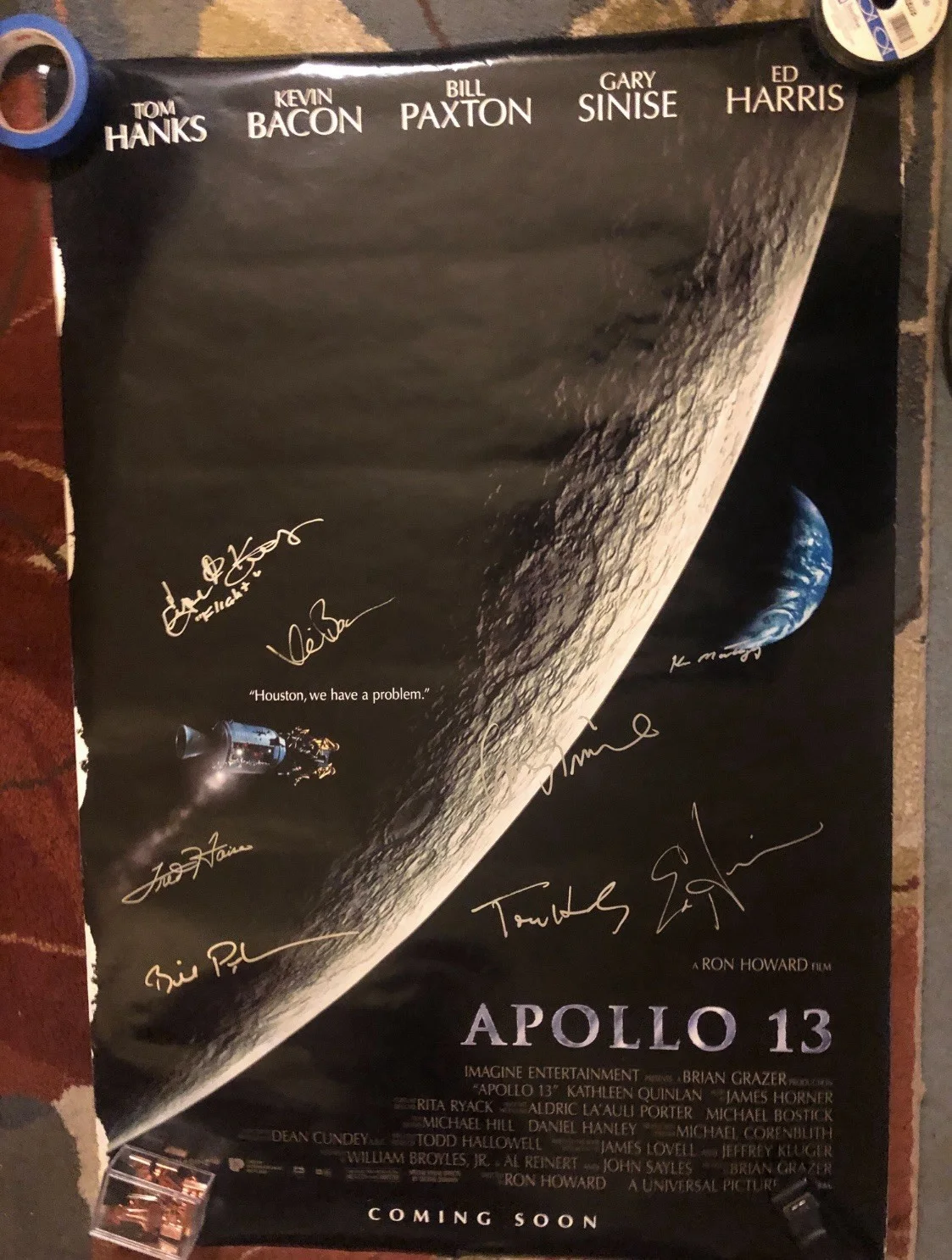 Tom Hanks, Kevin Bacon, Ed Harris, Bill Paxton — Apollo 13 poster signed by Tom Hanks Kevin Bacon Bill Paxton Ed Harris +4, изображение 2