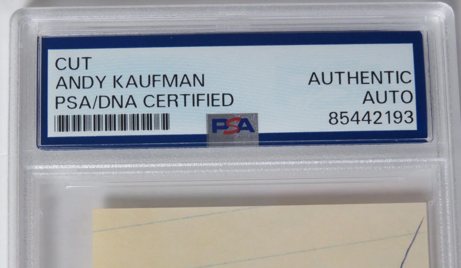 ANDY KAUFMAN Signed Autograph Auto Index Card Cut Slab JSA PSA, image 5