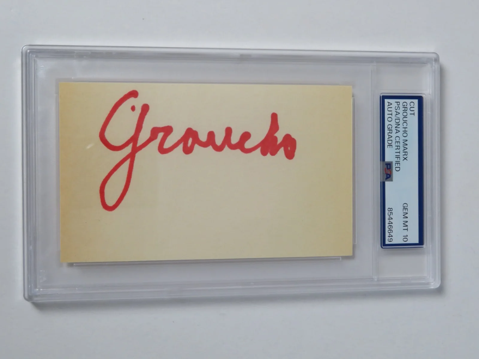 GROUCHO MARX Signed Autograph 3x5 Index Card Cut Slab JSA PSA 10 Auto, изображение 2