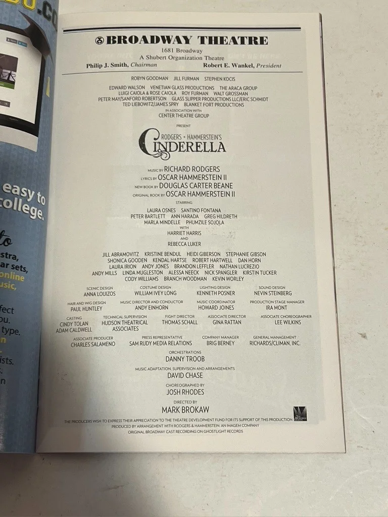 Cinderella Hand Signed Playbill October 2013 OBC, image 4