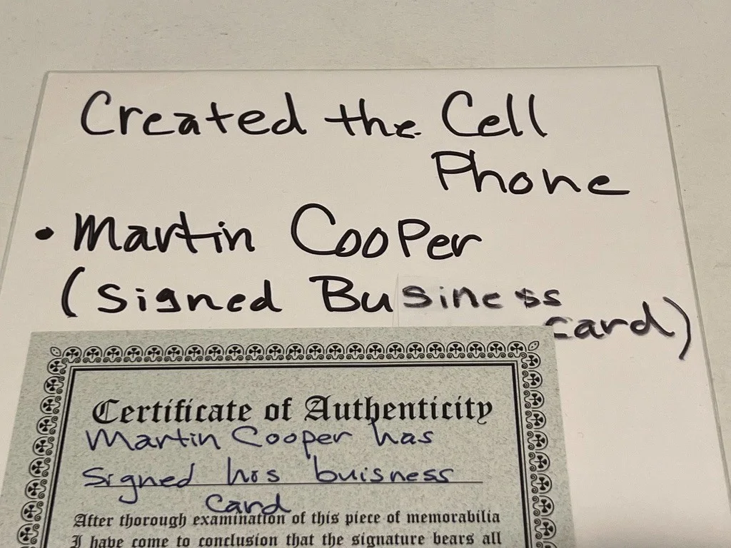 Martin Cooper Hand Signed Business Card Cell Phone Creator DYNA, image 4