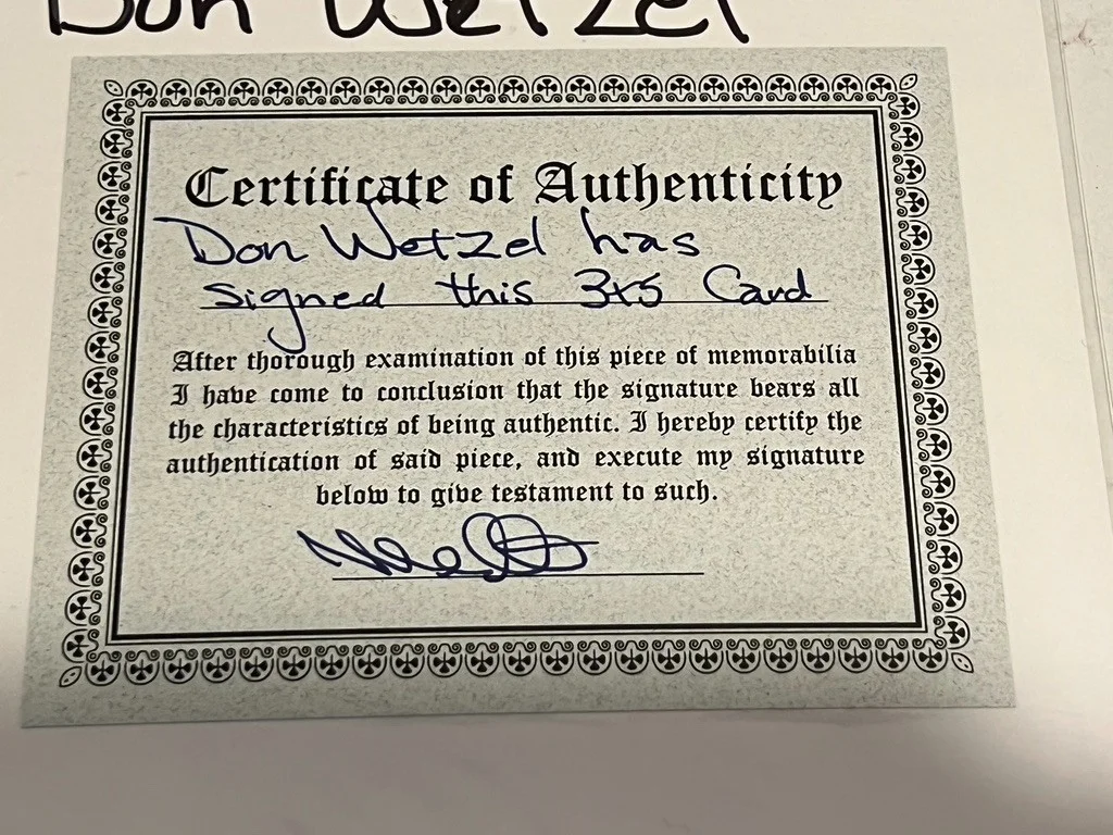 Don Wetzel Hand Signed Index Card Cut Inventor of ATM, изображение 3