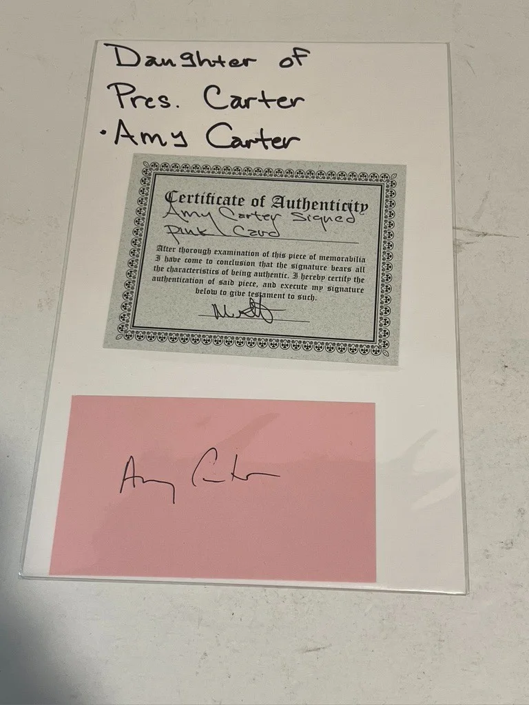 Amy Carter Hand Signed Index Card Cut President Jimmy Carter, изображение 2