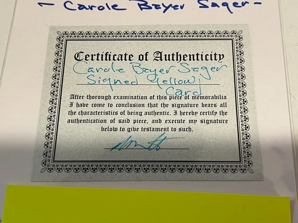Carole Bayer Sager Hand Signed Index Card Cut Singer Songwriter, изображение 3