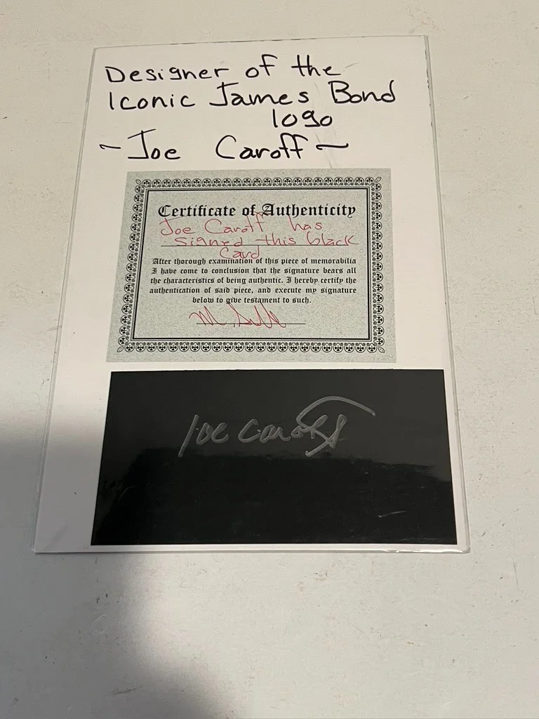 Jo Caroff Hand Signed Index Card Cut Graphic Designer James Bond 007, image 2