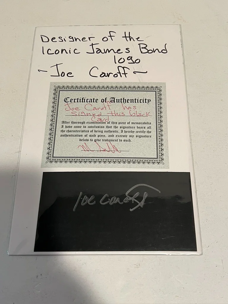 Jo Caroff Hand Signed Index Card Cut Graphic Designer James Bond 007, image 4