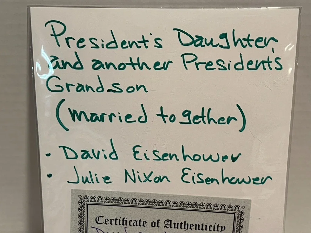 David Eisenhower & Julie Nixon Eisenhower Hand Signed Index Card Cut President, изображение 4