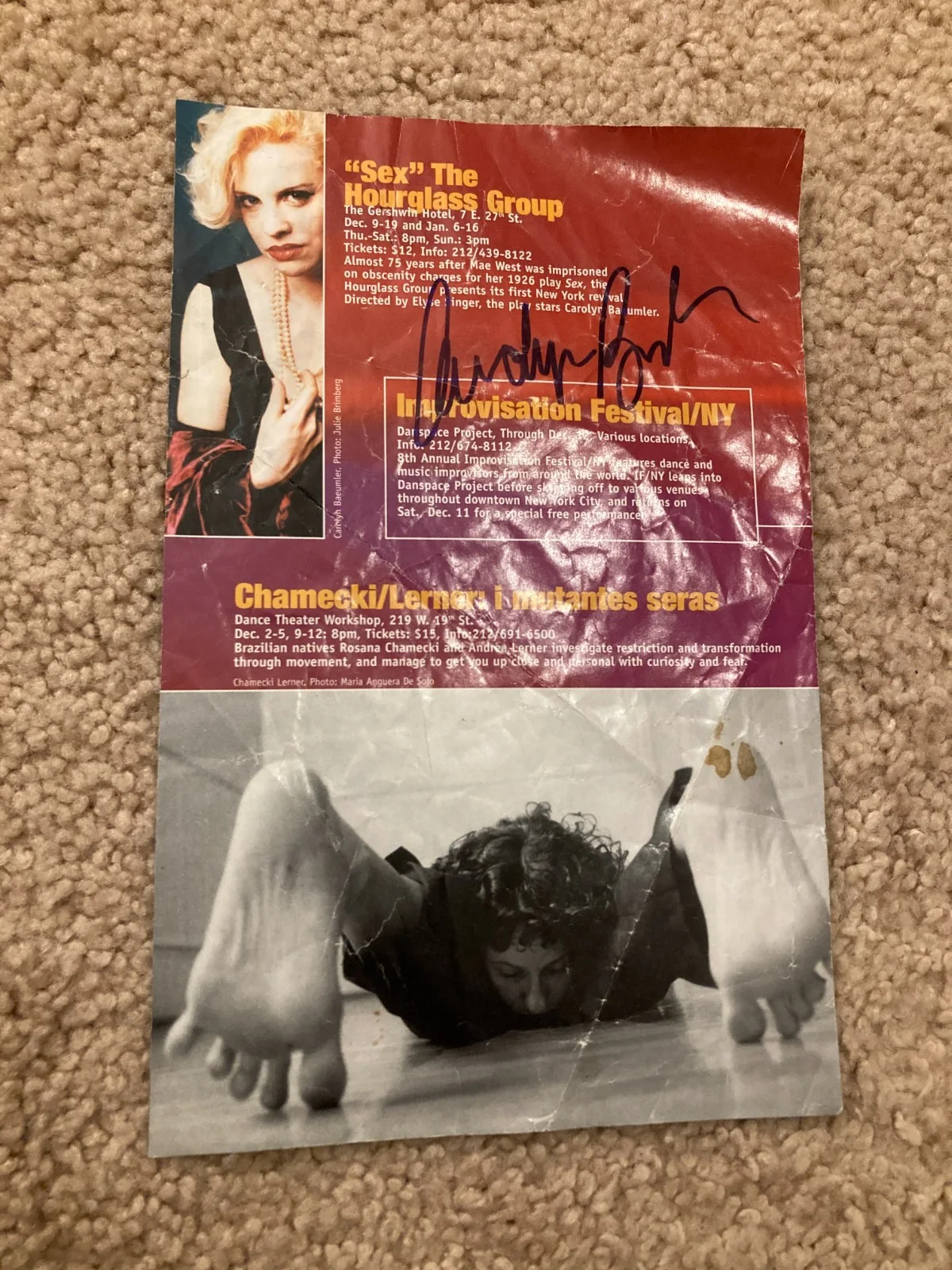 Carolyn Baeumler — Carolyn Baeumler Signed Autographed "Sex" Play Program Page COA, image 2
