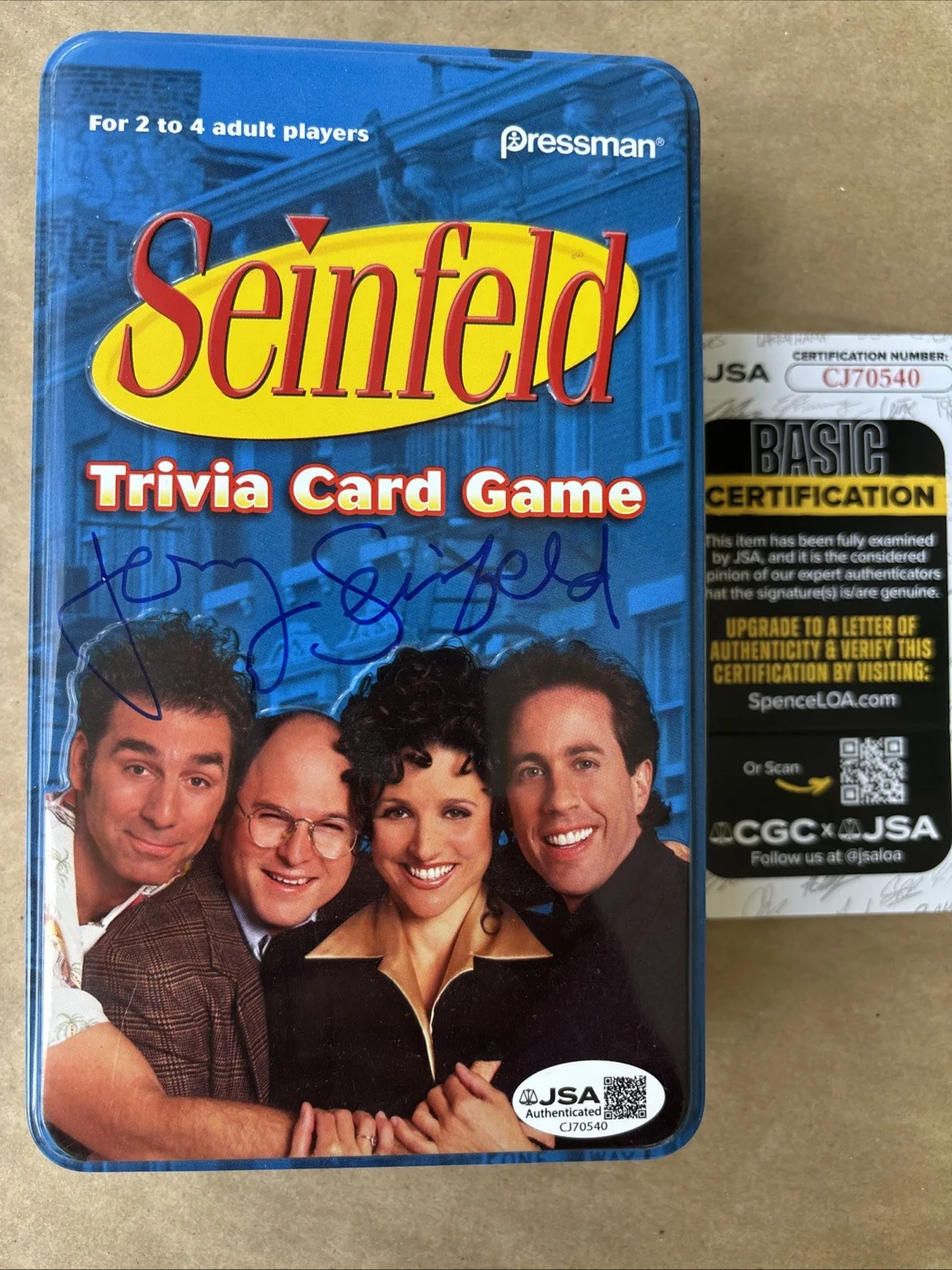 Jerry Seinfeld — Jerry Seinfeld Signed Trivia Card Game Tin Autographed JSA COA SEINFELD, image 2