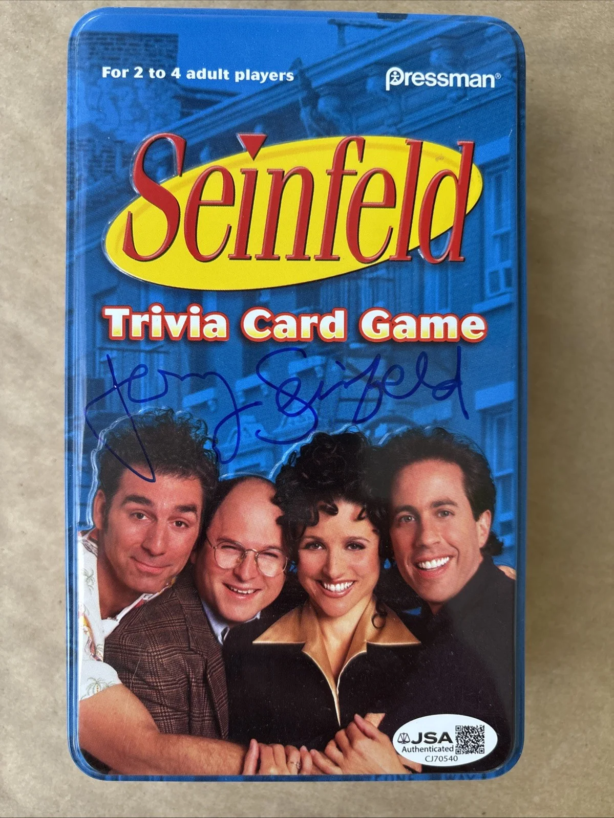 Jerry Seinfeld — Jerry Seinfeld Signed Trivia Card Game Tin Autographed JSA COA SEINFELD, image 3