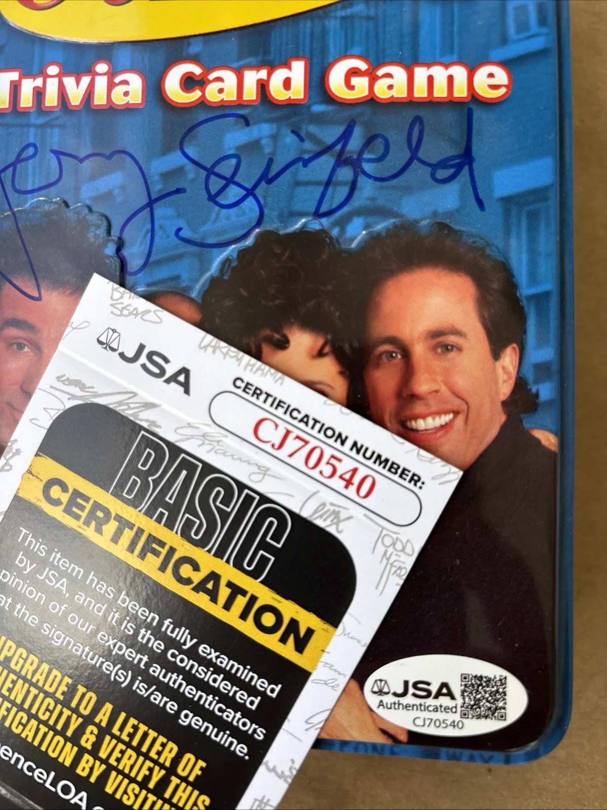 Jerry Seinfeld — Jerry Seinfeld Signed Trivia Card Game Tin Autographed JSA COA SEINFELD, image 4