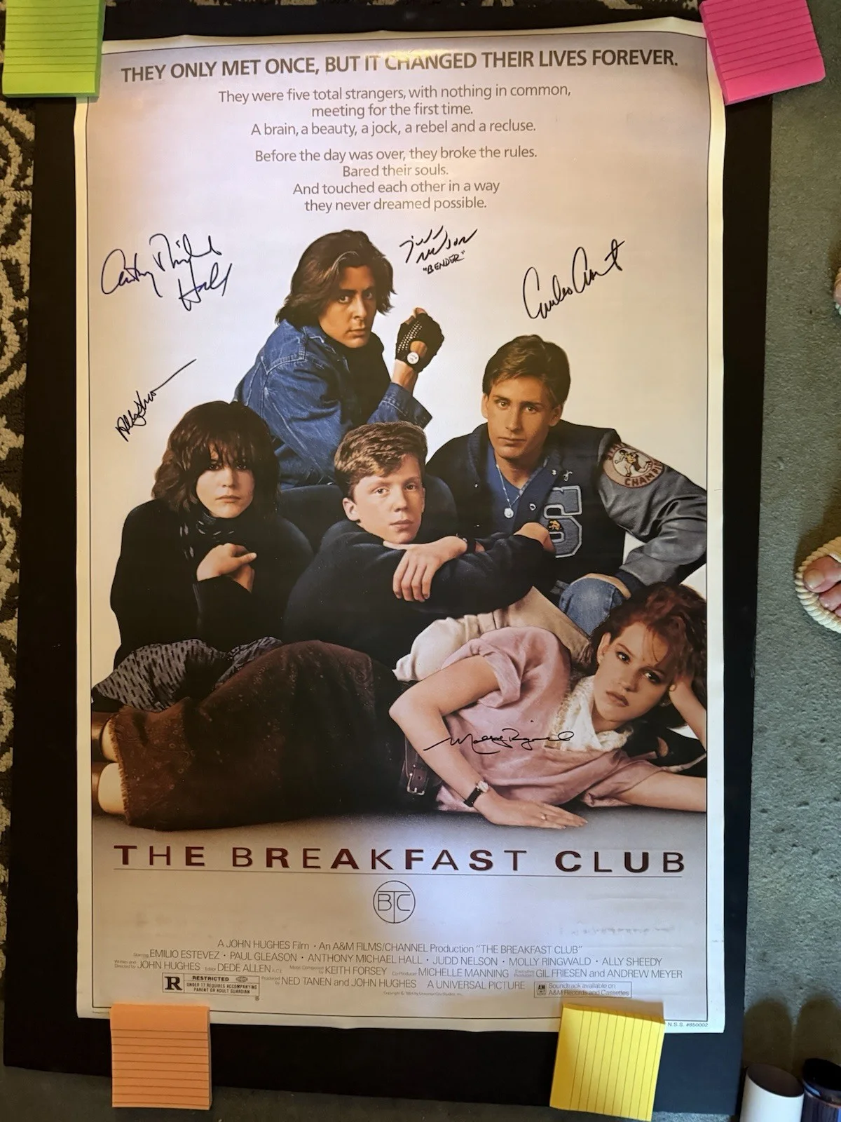 Cast — Breakfast club Movie Poster 27 x 40 Signed by Emilio Estevez And All Of The Cast, изображение 2