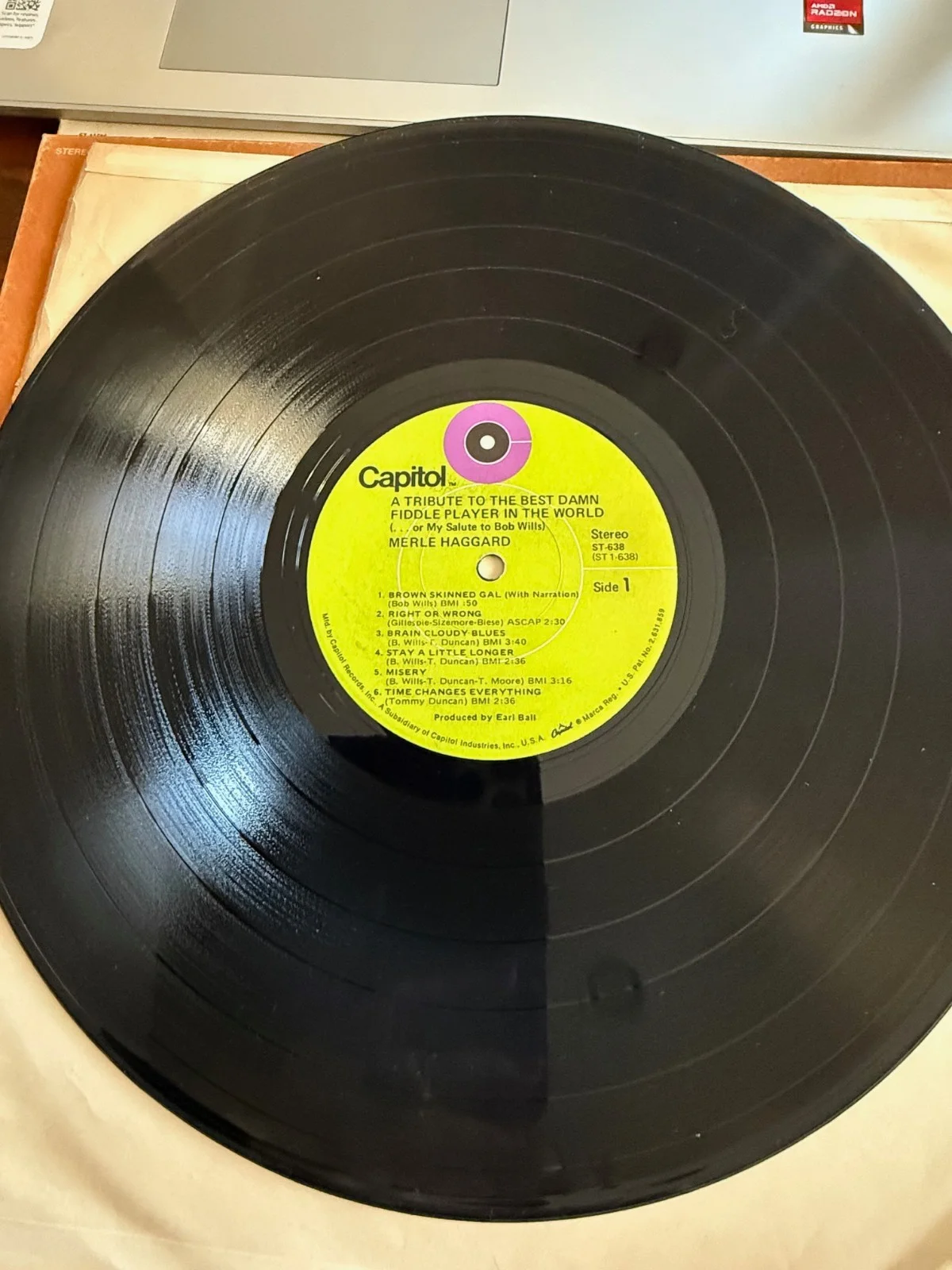 Merle Haggard SIGNED Tribute to Fiddle Players Great Condition Capitol ST 638, image 5