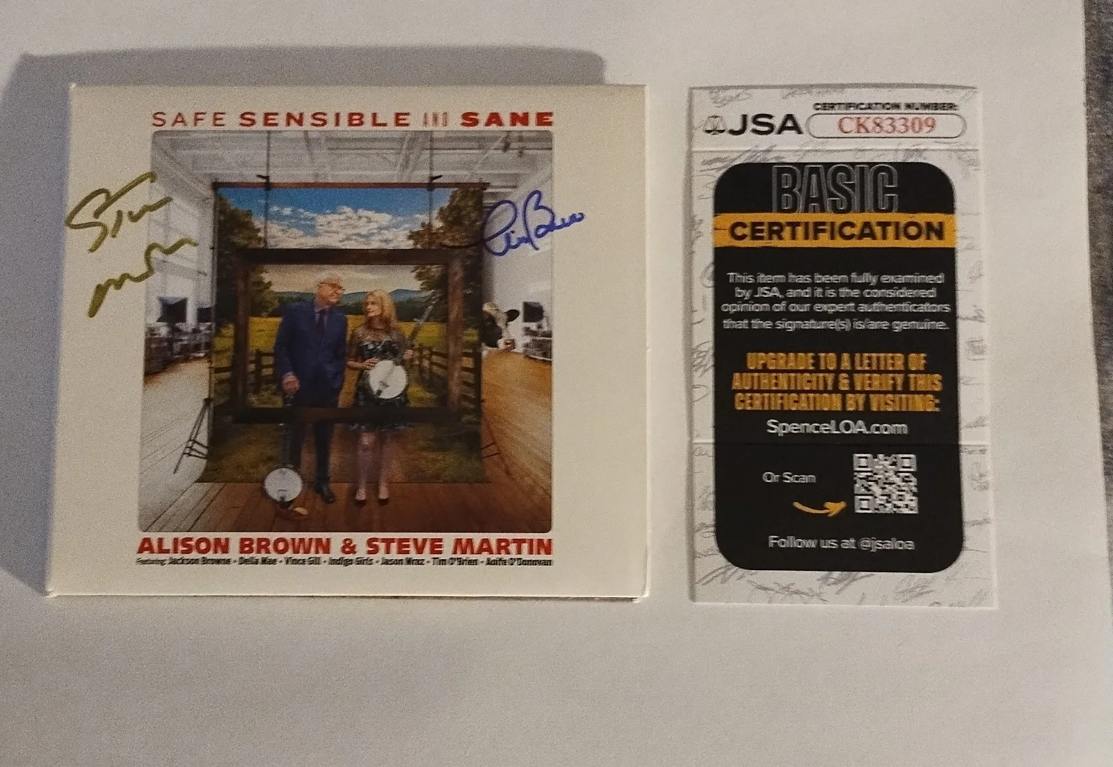 STEVE MARTIN SIGNED ALISON BROWN SIGNED Safe, Sensible and Sane CD FRAMED JSA, изображение 2