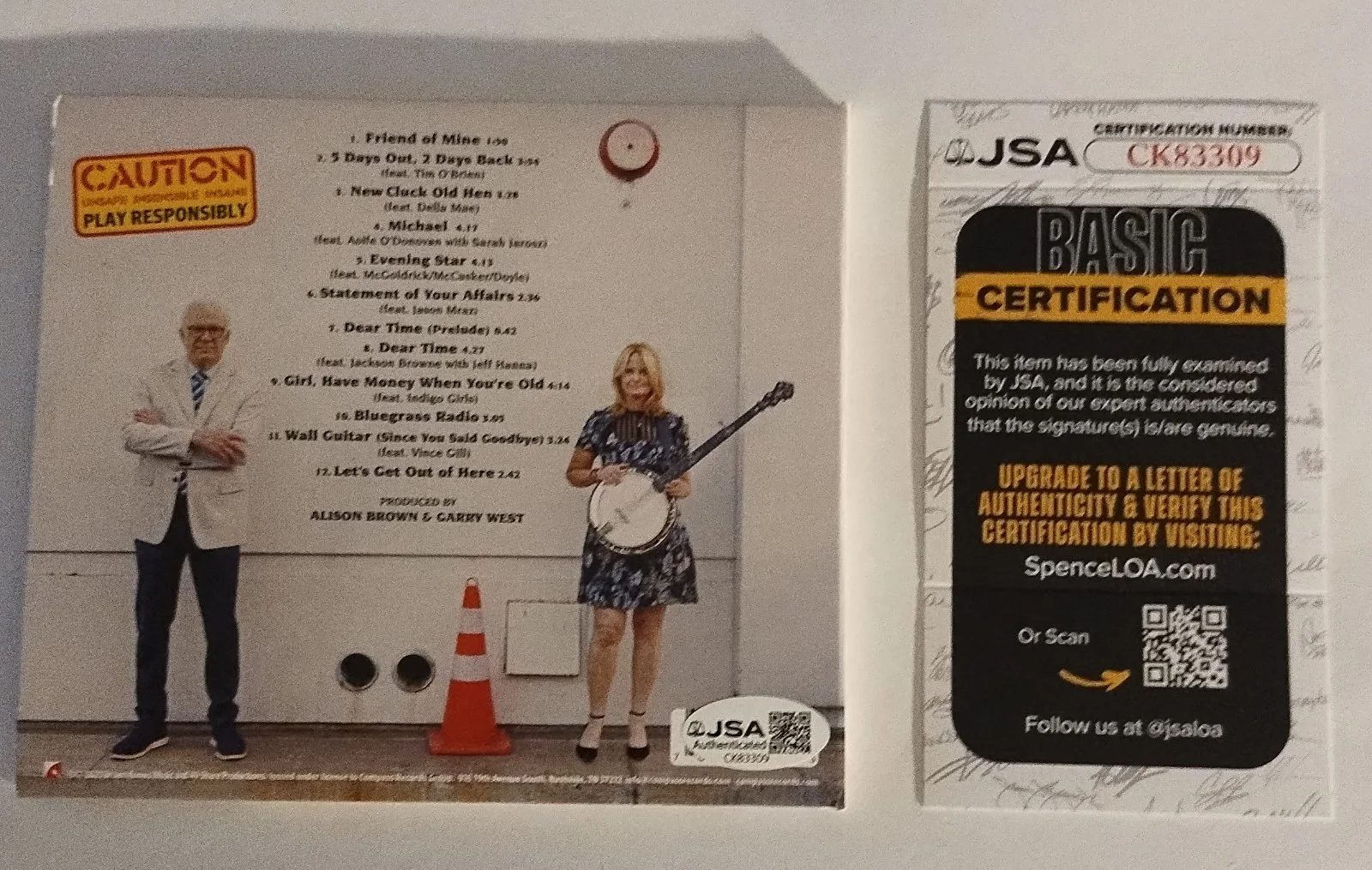 STEVE MARTIN SIGNED ALISON BROWN SIGNED Safe, Sensible and Sane CD FRAMED JSA, изображение 3
