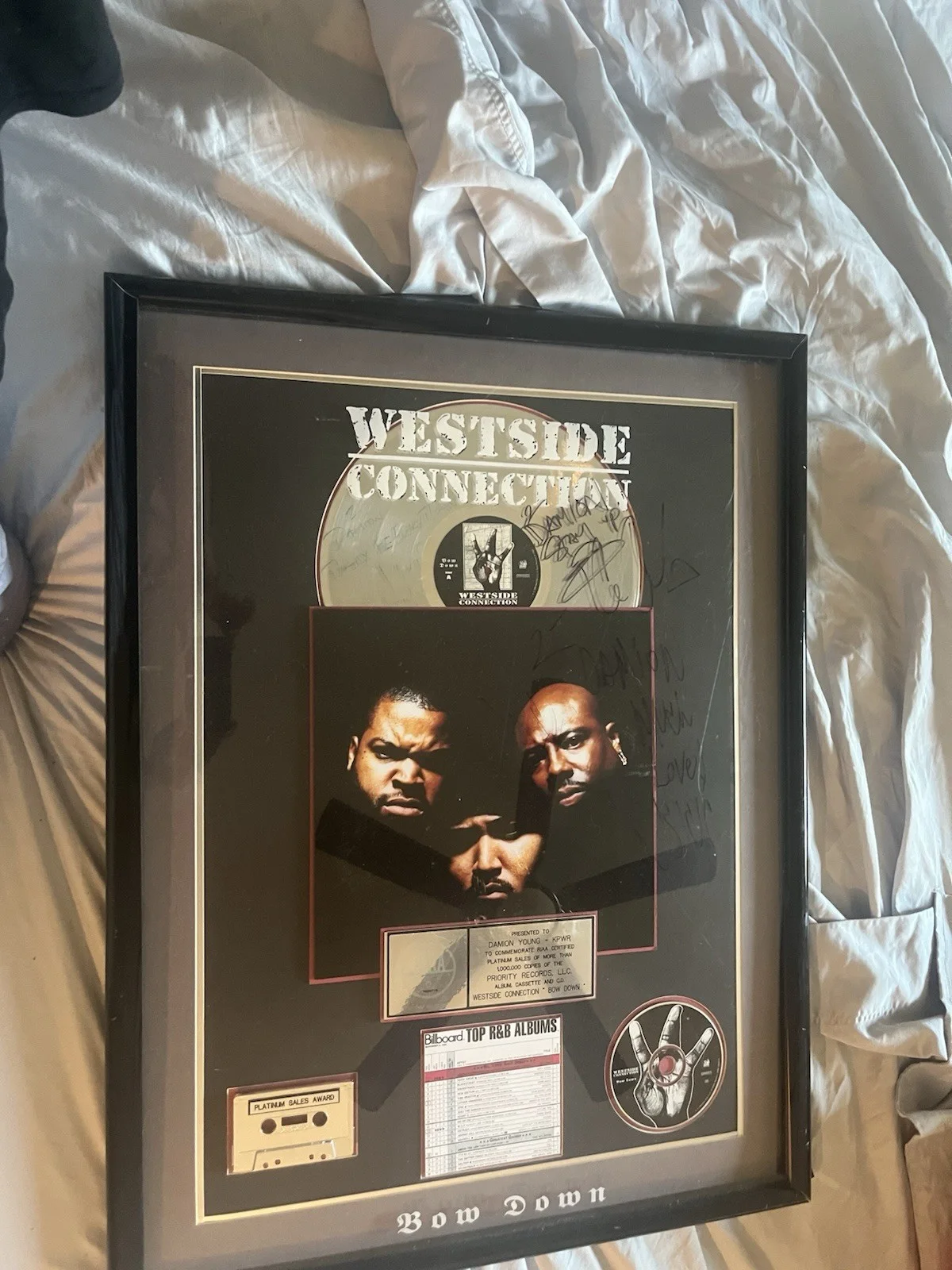 Westside Connection Bow Down Platinum RIAa Award Autograph By The Group, image 3
