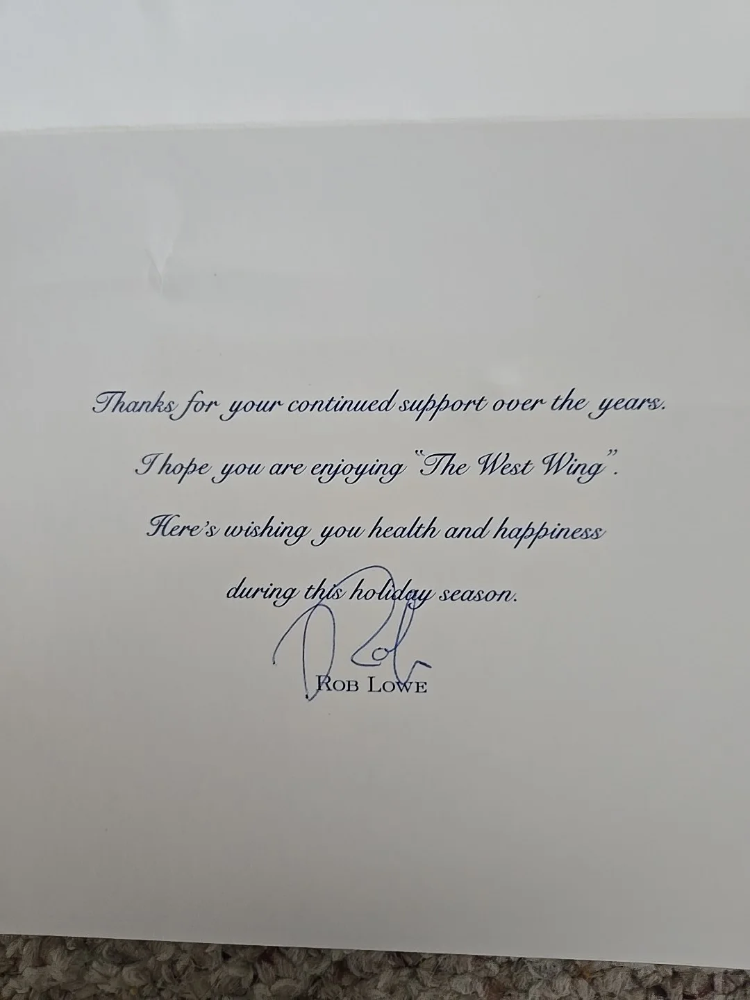 Rob Lowe " Film-Stage-TV ' 6 1/2 By 6 1 /2 Signed Christmas Card., изображение 2