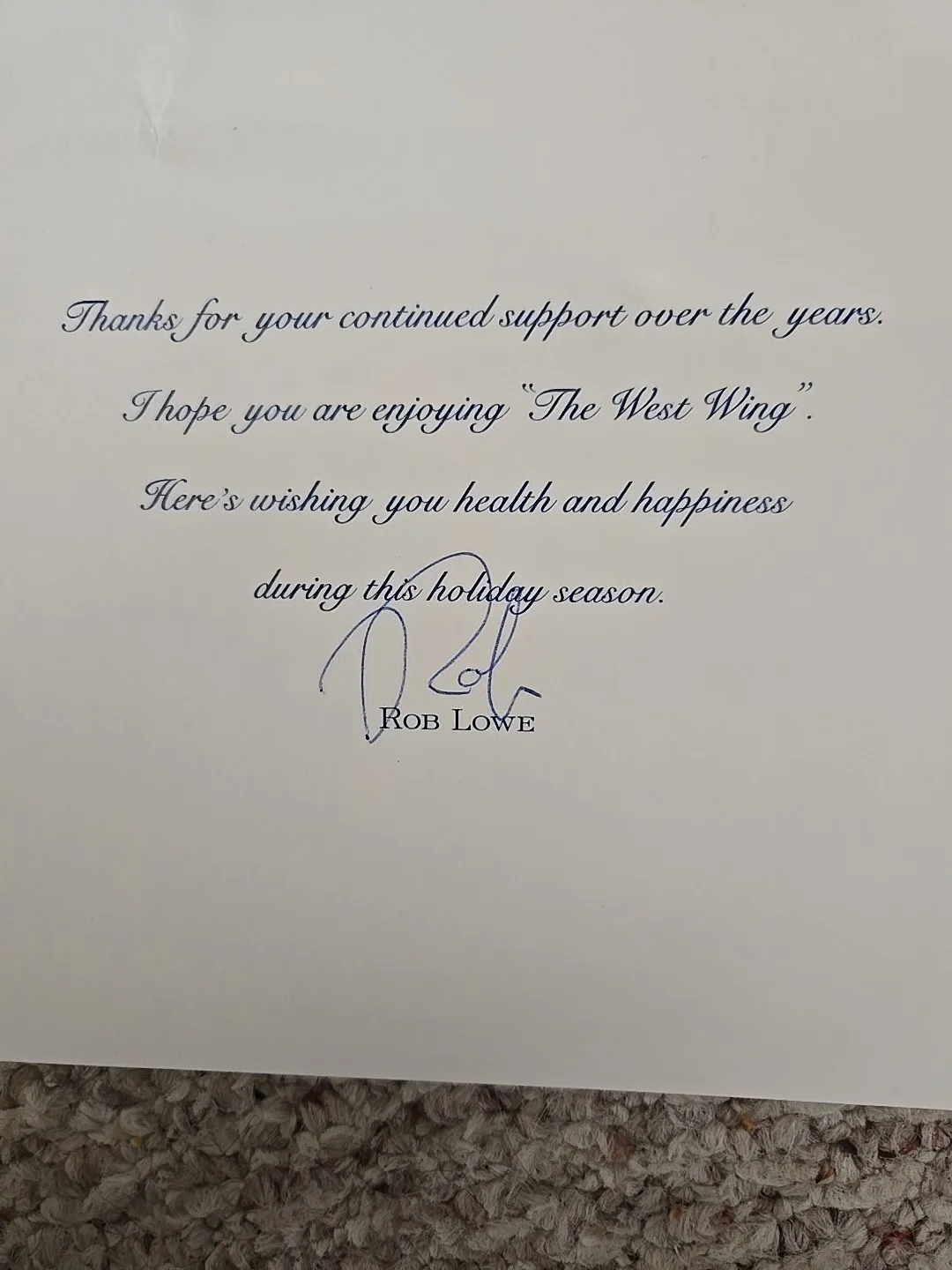 Rob Lowe " Film-Stage-TV ' 6 1/2 By 6 1 /2 Signed Christmas Card., изображение 3