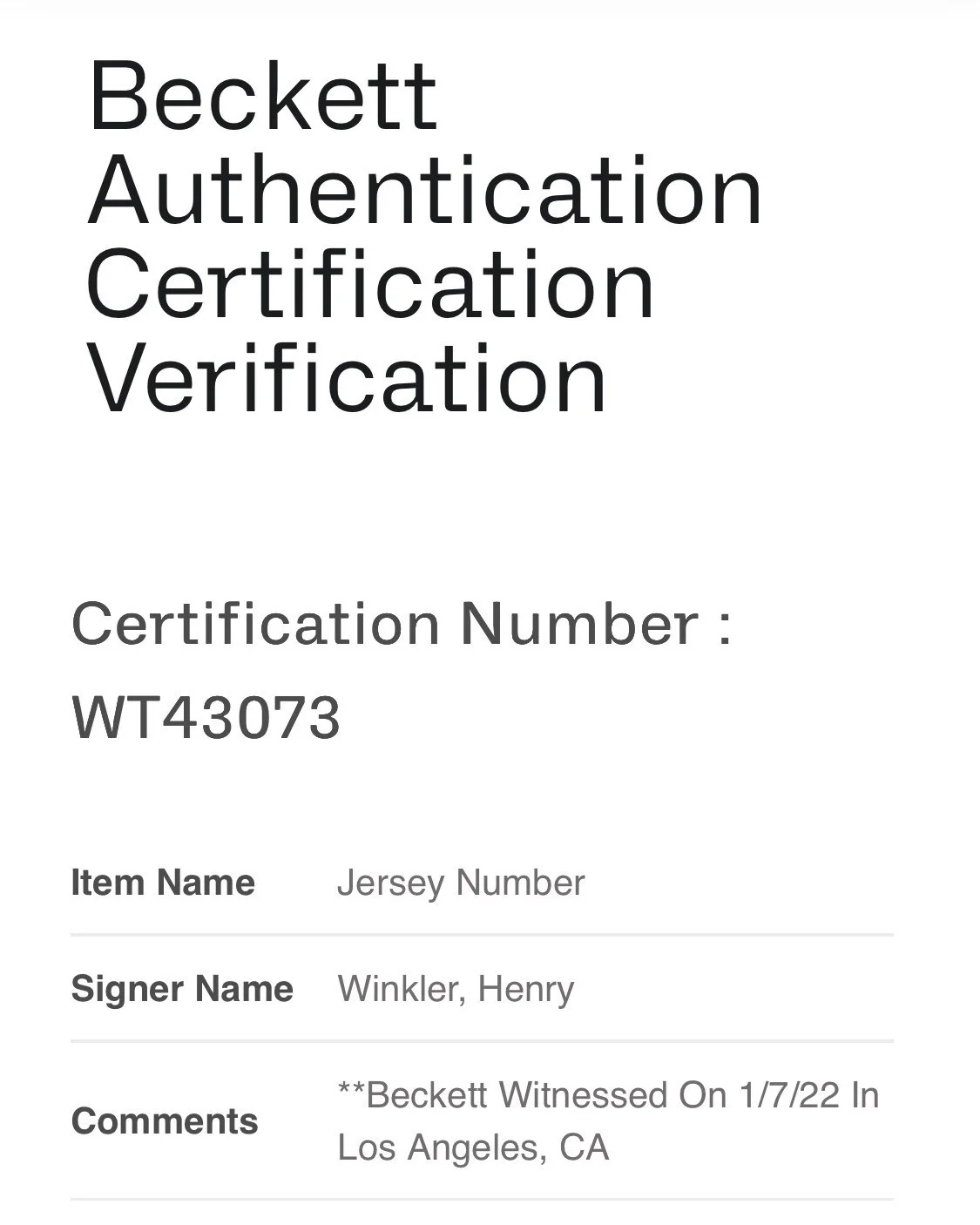 Henry Winkler — Henry Winkler Signed Custom "Coach Klein" Jersey (Beckett COA #WT43073), изображение 3