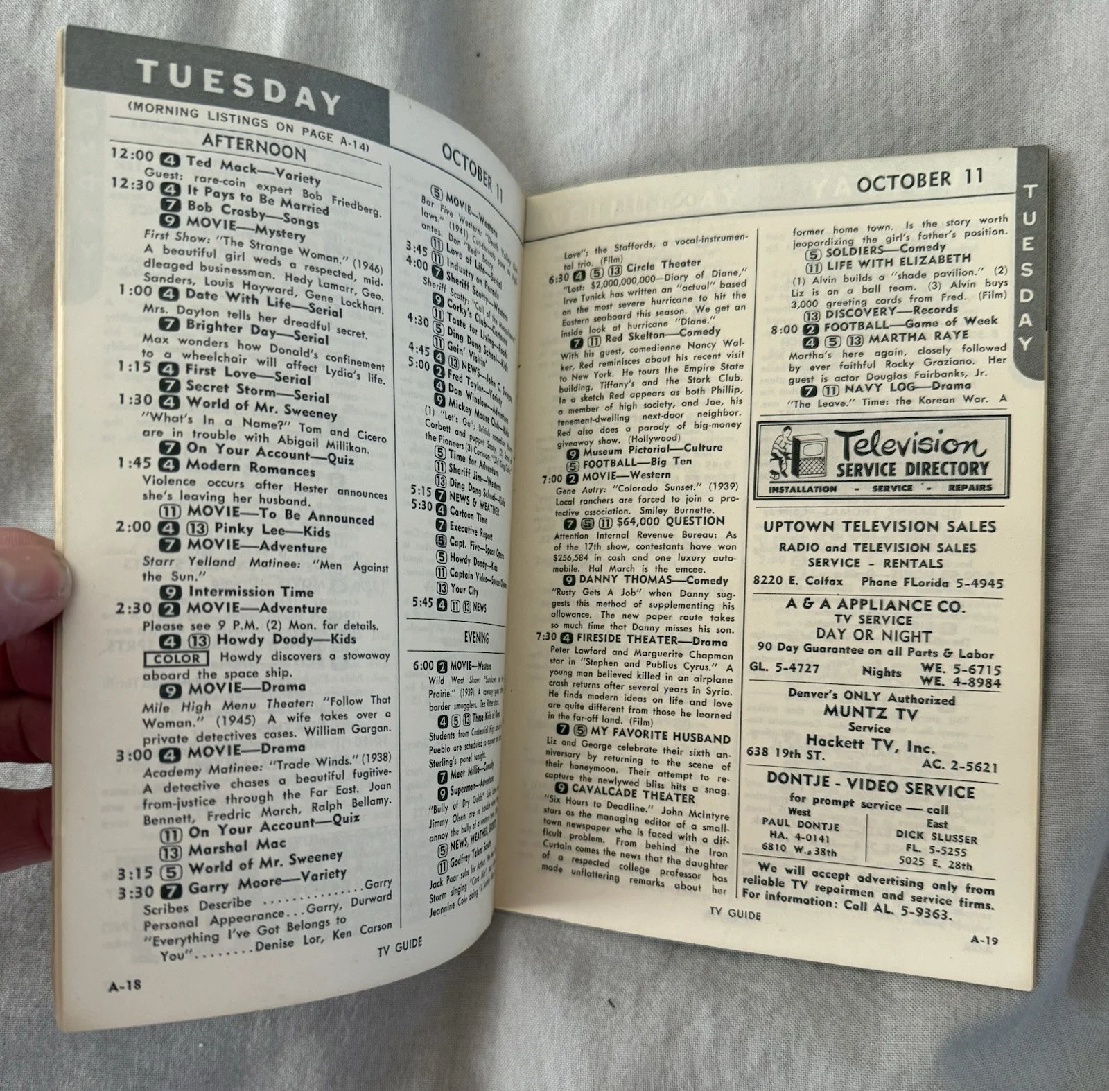 VTG George Burns October 8, 1955 TV Guide Gracie Allen no mailing label, изображение 3