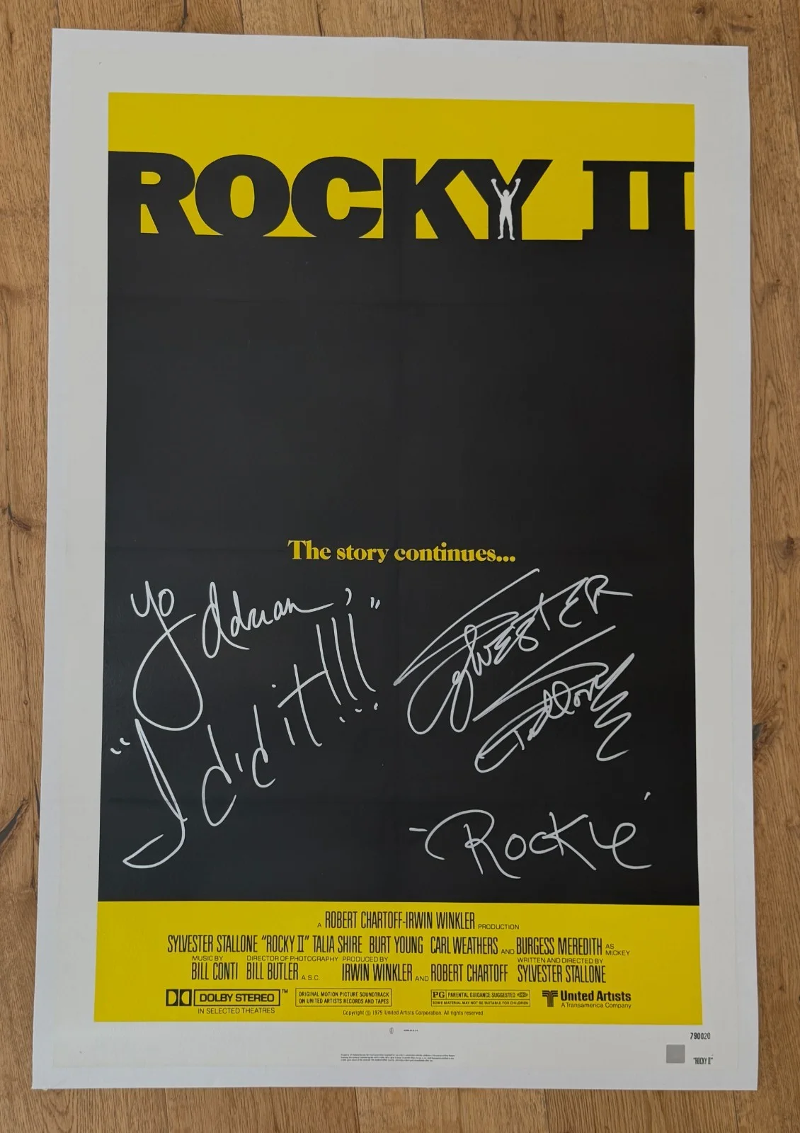 Sylvester Stallone — Sylvester Stallone YO ADRIAN I DID Autographed ROCKY II Movie Poster ASI Proof