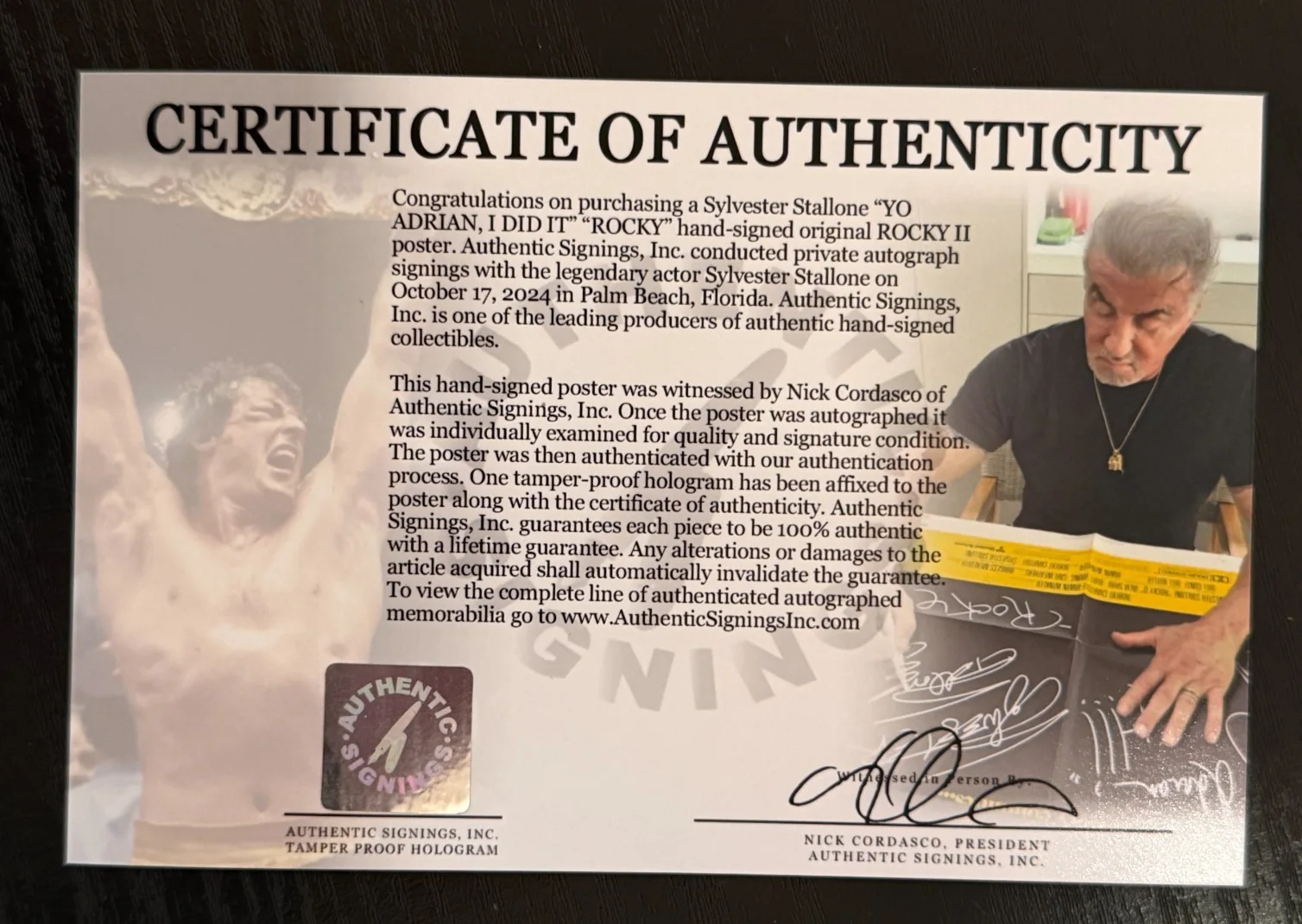 Sylvester Stallone — Sylvester Stallone YO ADRIAN I DID Autographed ROCKY II Movie Poster ASI Proof, image 2