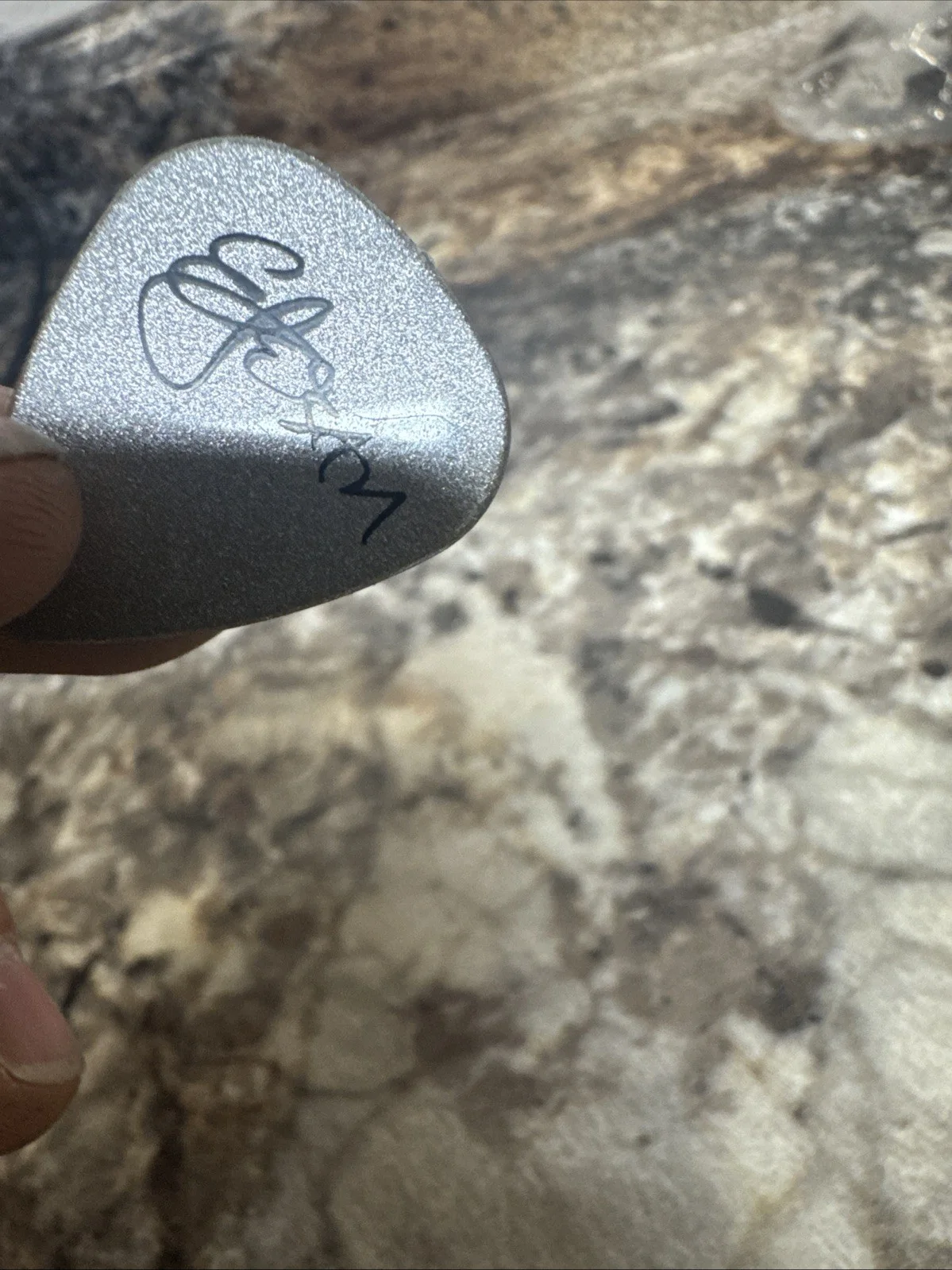 Silver Guitar Pick Autographed By Guitar Maker Musician Esteban, image 3