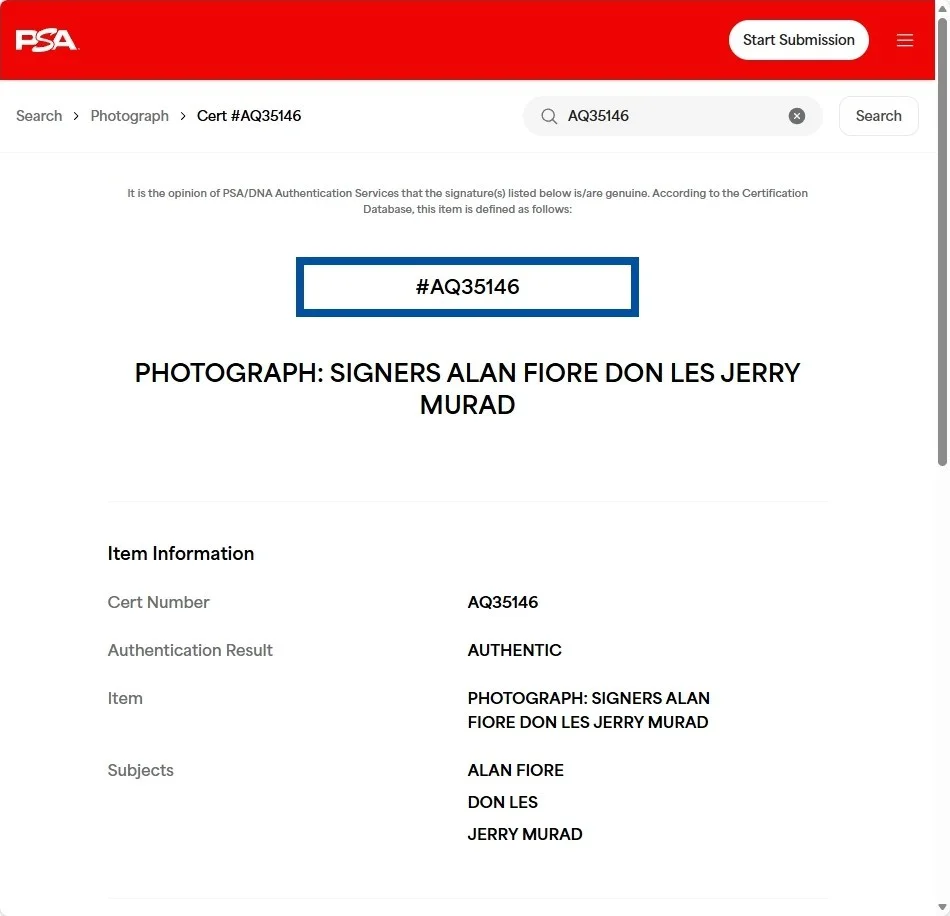 Jerry Murad, Alan Fiore, Don Les — JERRY MURAD's Harmonicats Multi-Signed 3.5x5.5 Photo PSA/DNA See Description, image 4