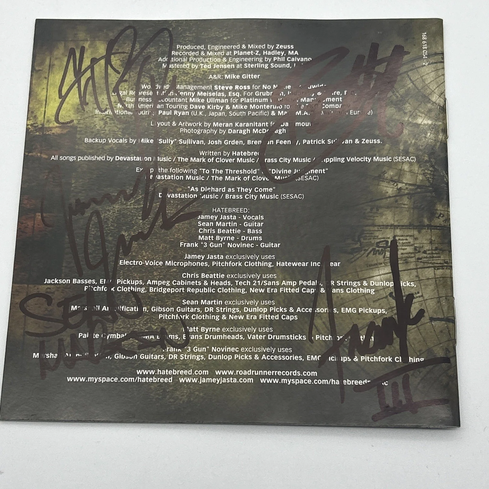 Signed Hatebreed Supremacy Autographed Booklet By Full Band CD Metal Original, image 5