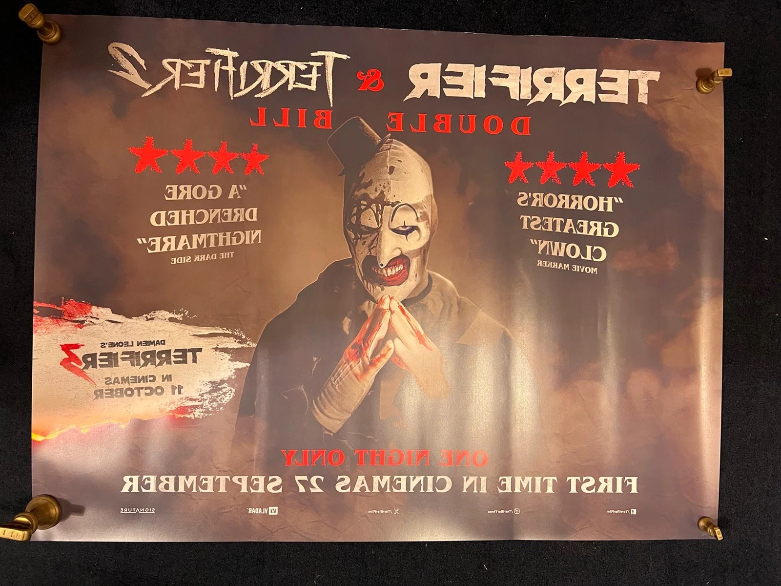 TERRIFIER & TERRIFIER 2 Double Bill - Original Double Sided UK Quad Poster, image 2