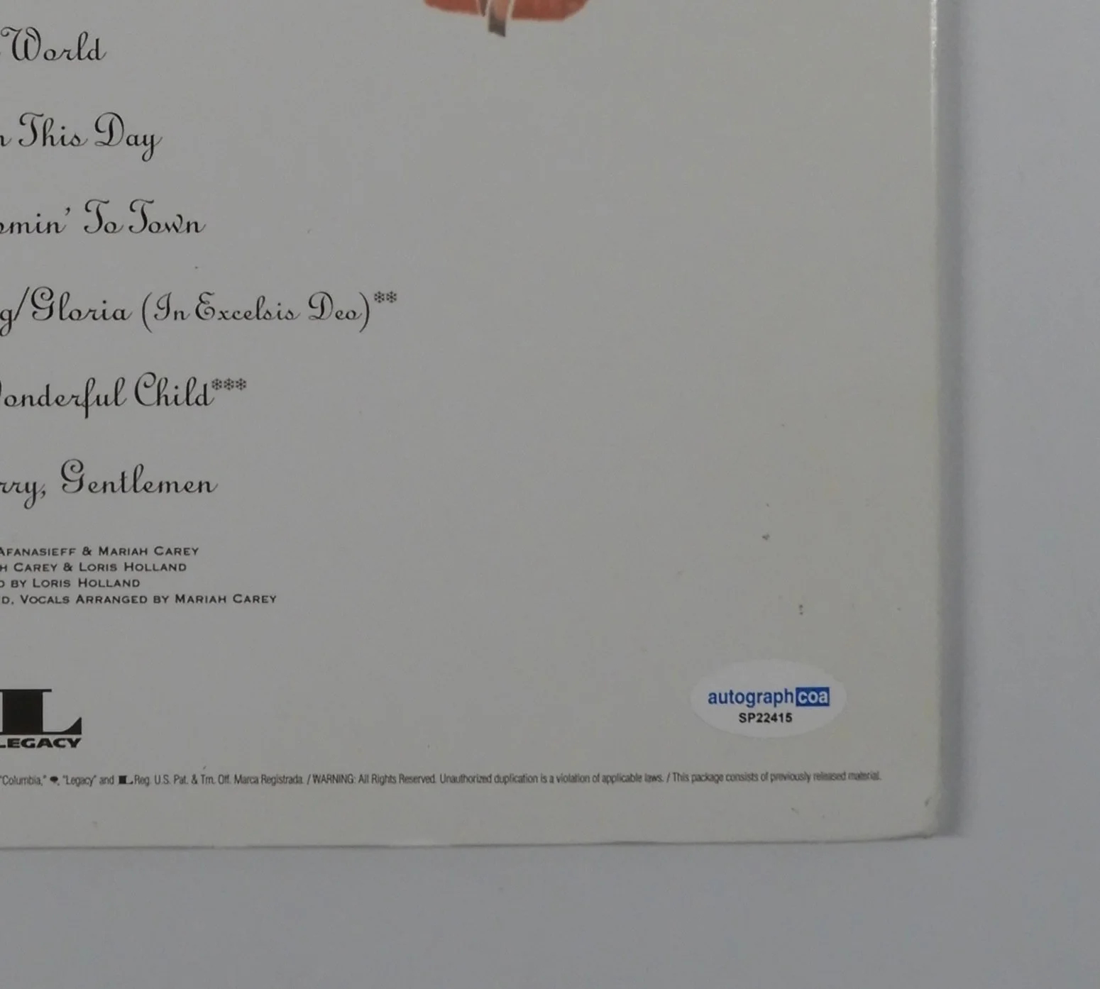 Mariah Carey ACOA Signed Autograph Album Vinyl Record Merry Christmas, изображение 3