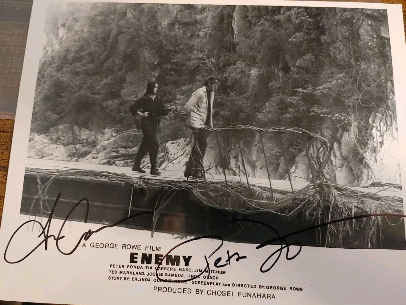 Peter Fonda & Tia Carrere Autographed (IN-PERSON) ENEMY MOVIE STILL Hand Signed, изображение 3