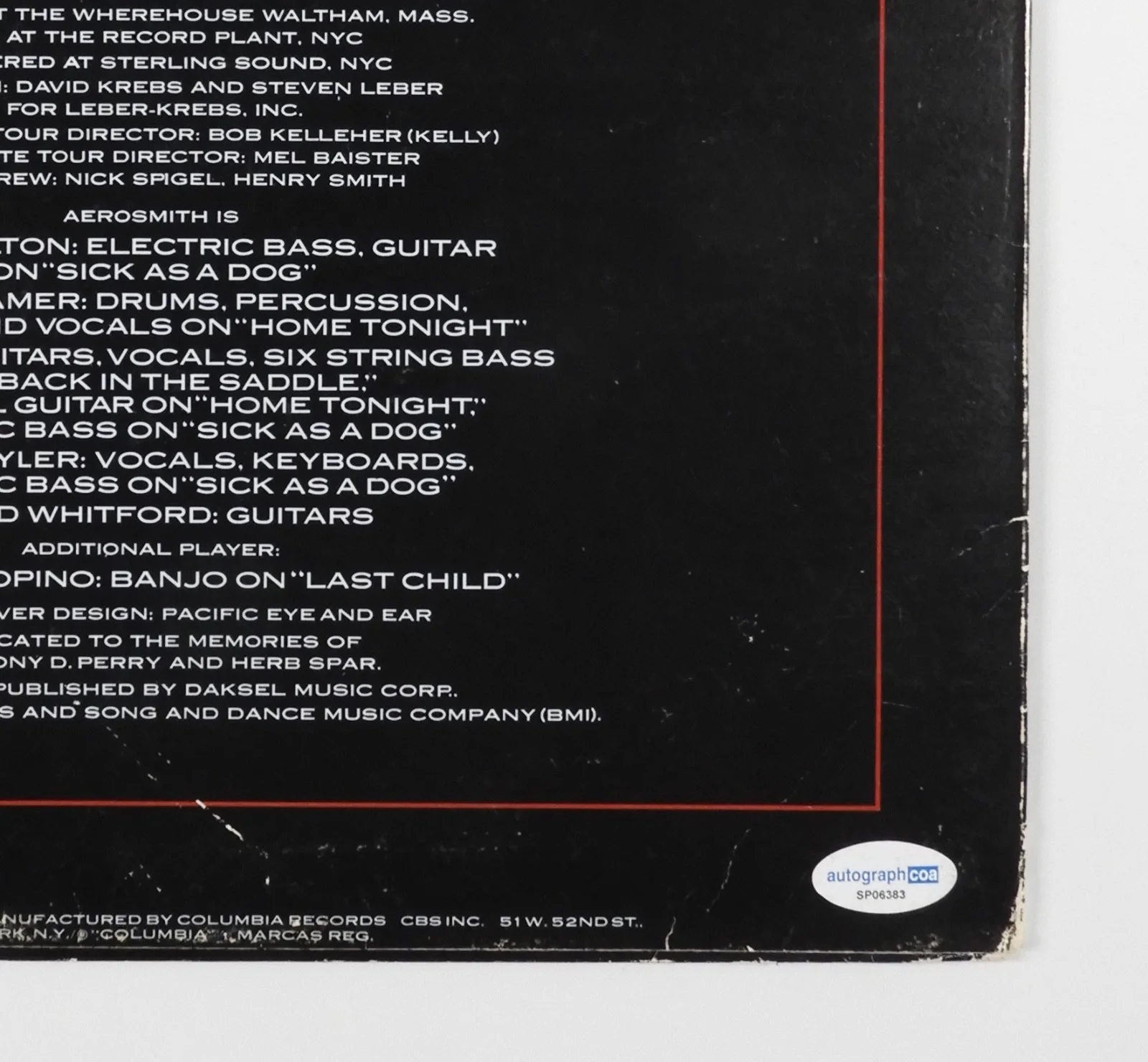 Steven Tyler Aerosmith ACOA Signed Autograph Album Record Cover Rocks, image 3