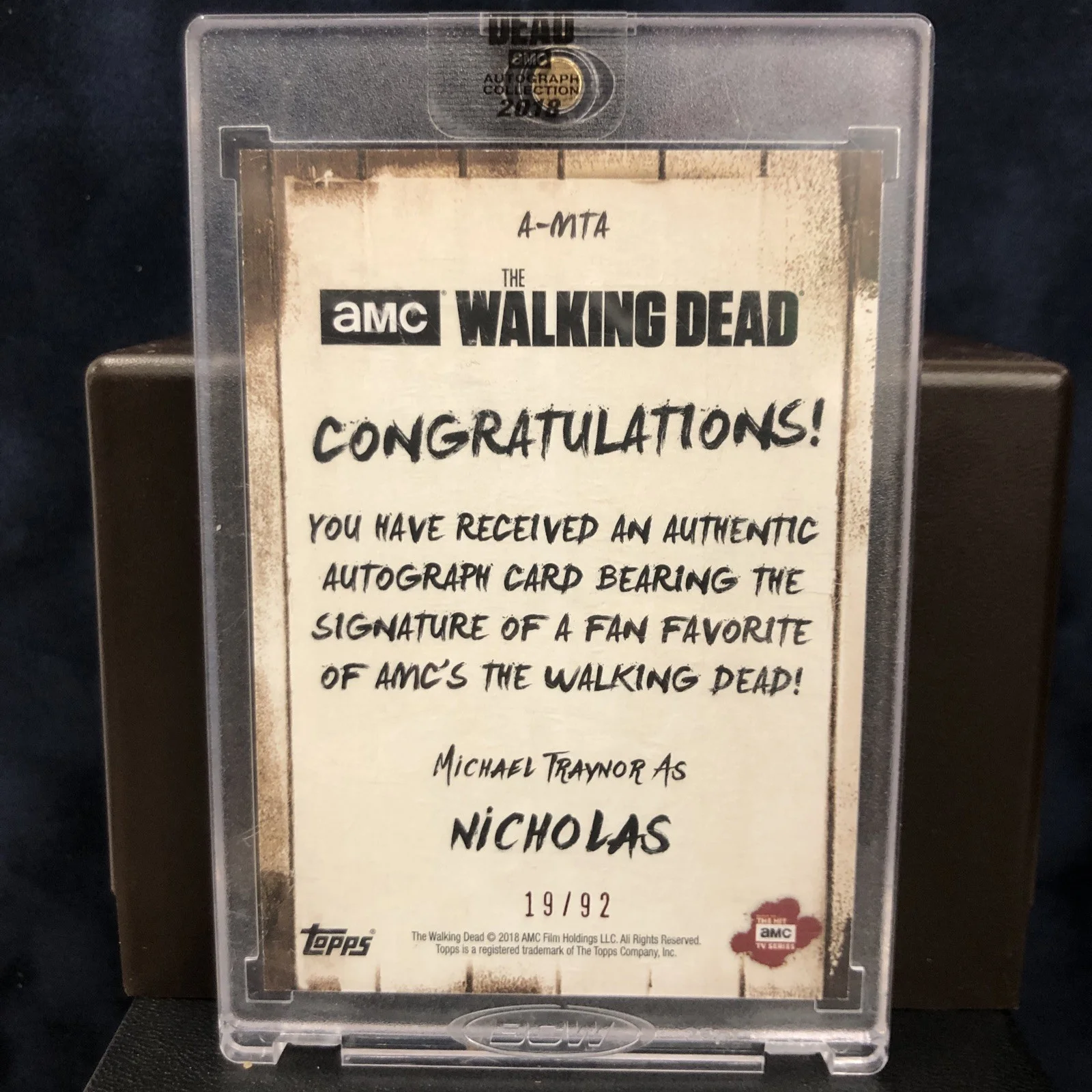 WALKING DEAD AUTOGRAPH COLLECTION MICHAEL TRAYNOR/NICHOLAS # 19/92, image 2