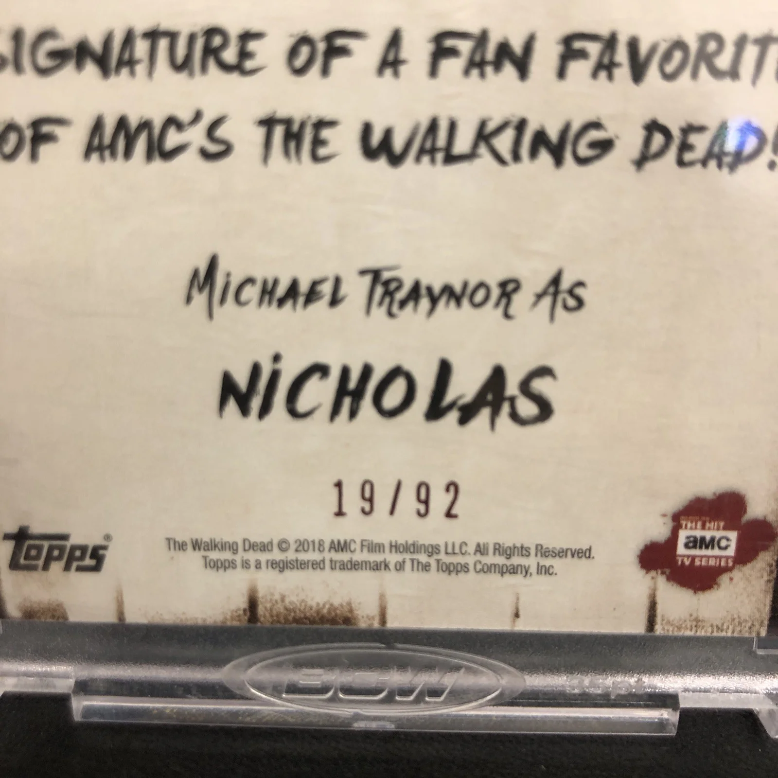 WALKING DEAD AUTOGRAPH COLLECTION MICHAEL TRAYNOR/NICHOLAS # 19/92, image 3