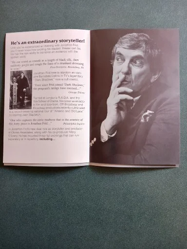 Jonathan Frid — JONATHAN FRID Signed One Man Show Pamphlet- DARK SHADOWS BARNABAS, image 2