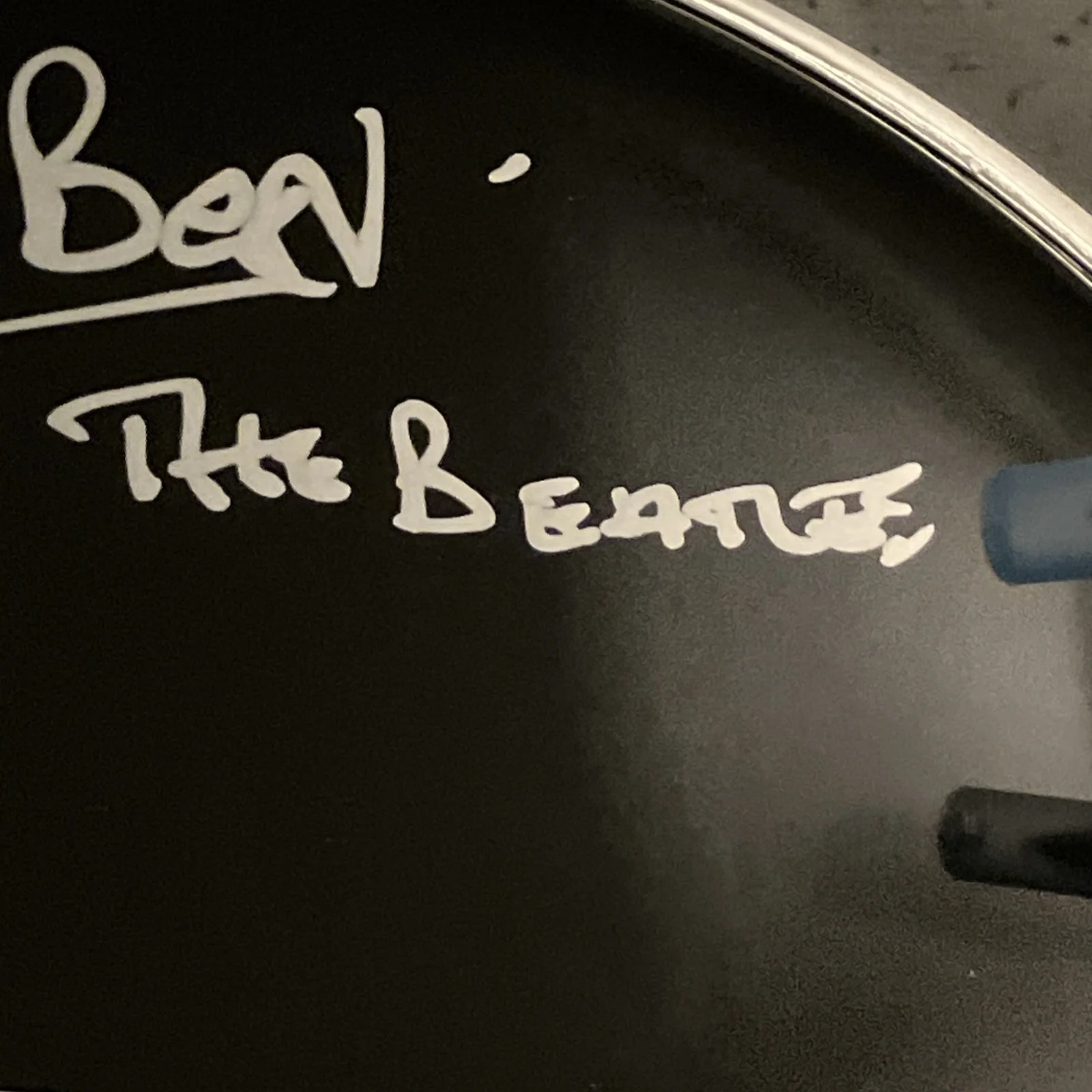The Beatles PETE BEST Signed Black Drumhead Original Drummer 12" JSA COA READ***, image 3