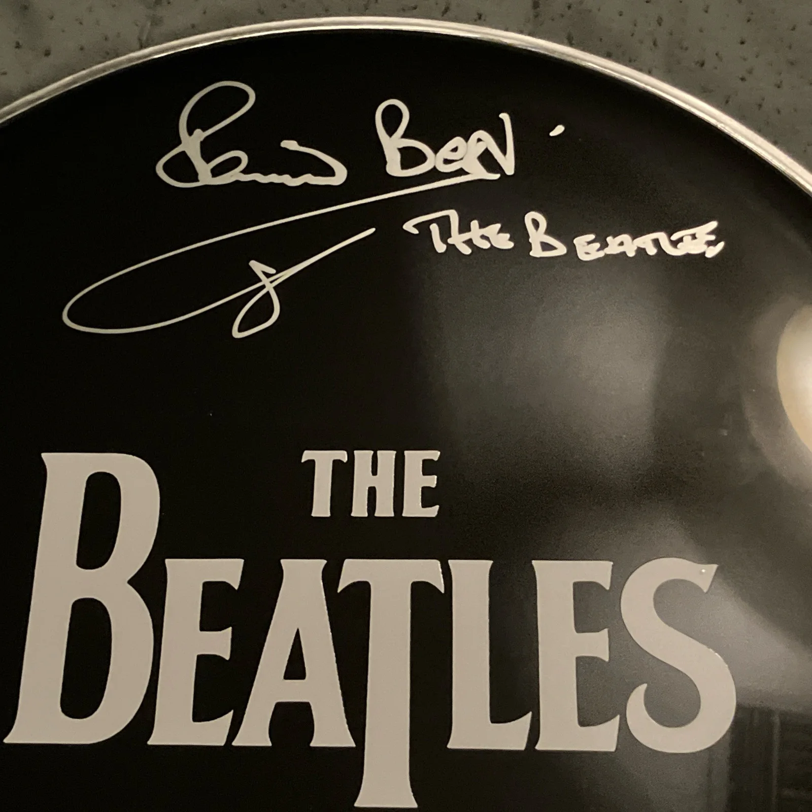 The Beatles PETE BEST Signed Black Drumhead Original Drummer 12" JSA COA READ***, image 4
