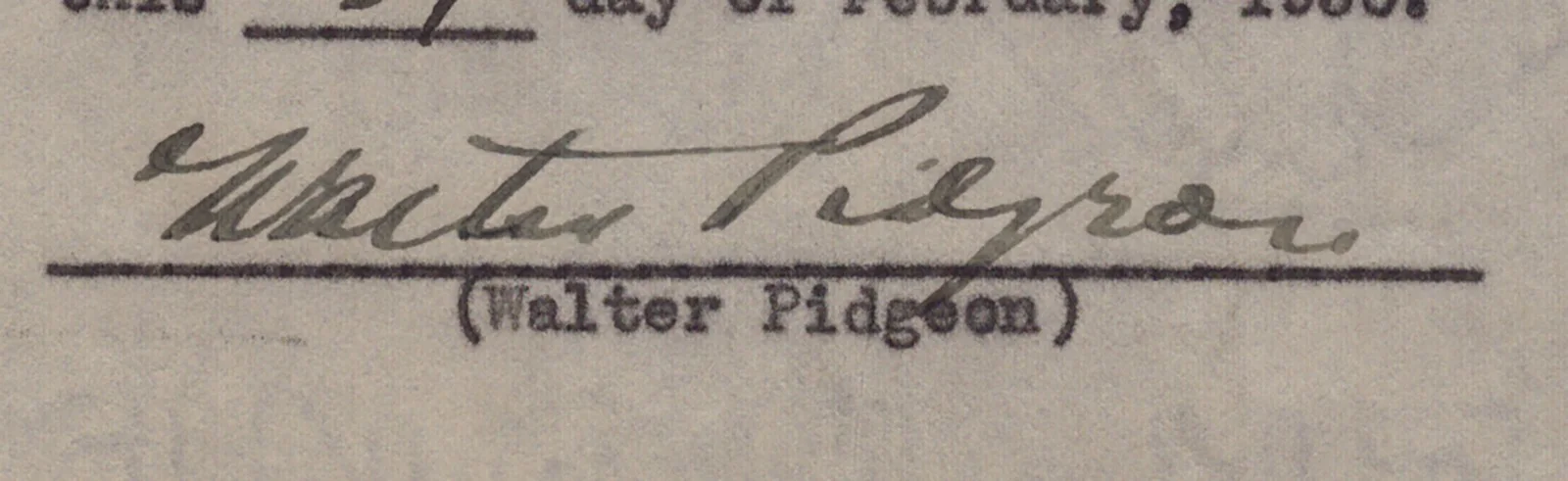 Walter Pidgeon — WALTER PIDGEON - DOCUMENT SIGNED 02/27/1930, image 2