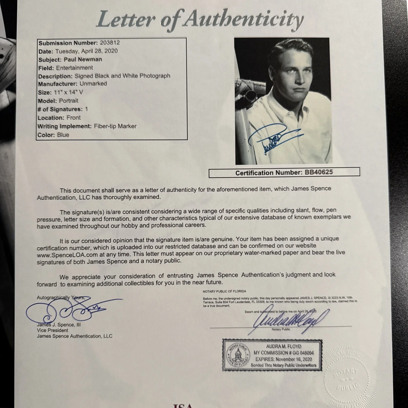 Paul Newman Incredible Autograph SIGNED Photo JSA Certified COA 11x14, image 4