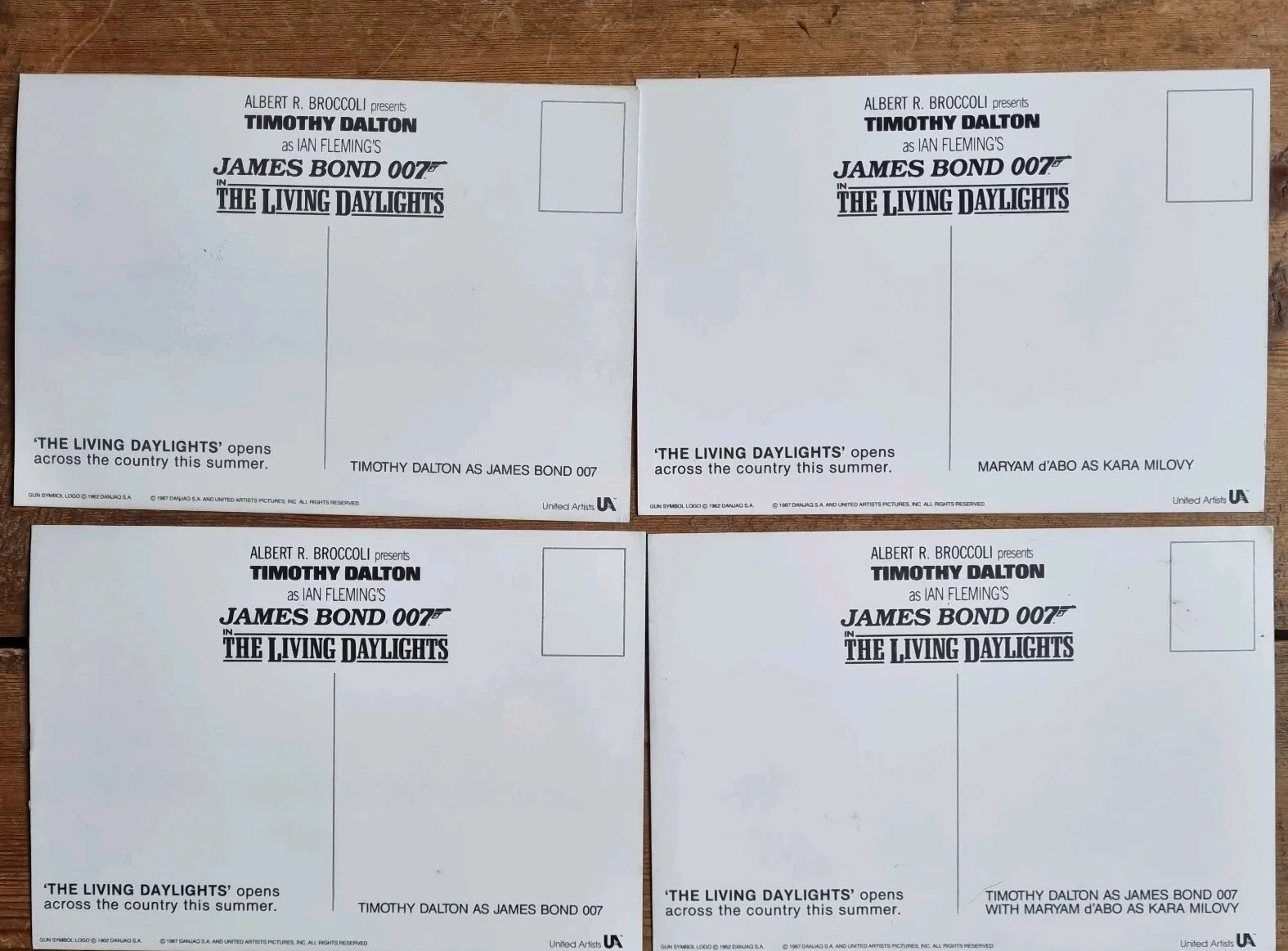 James Bond Timothy Dalton The Living Daylights 1987 Postcards, изображение 2