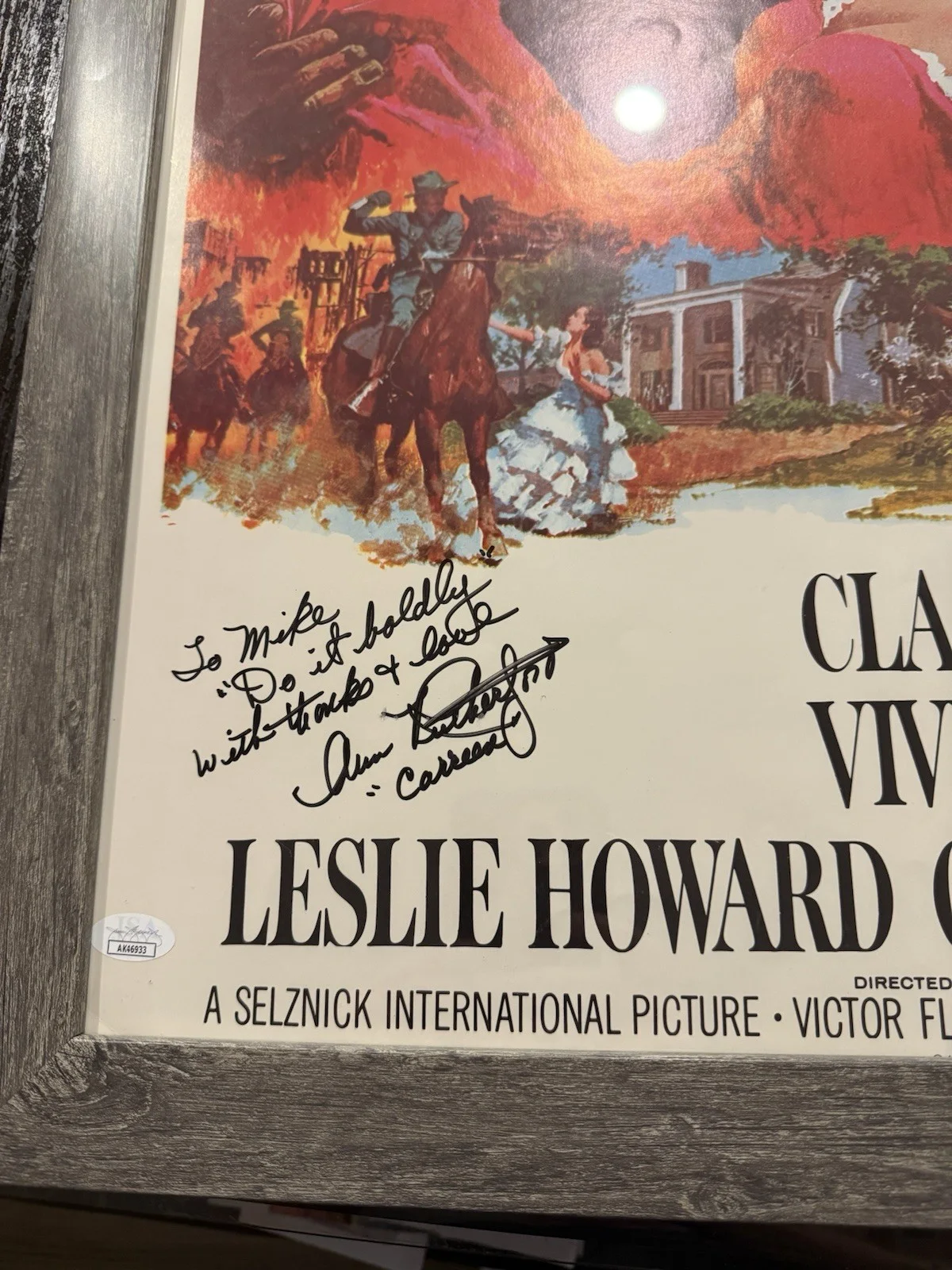 Gone With The Wind Movie Poster Autographed Ann Rutherford JSA COA Frame, изображение 2