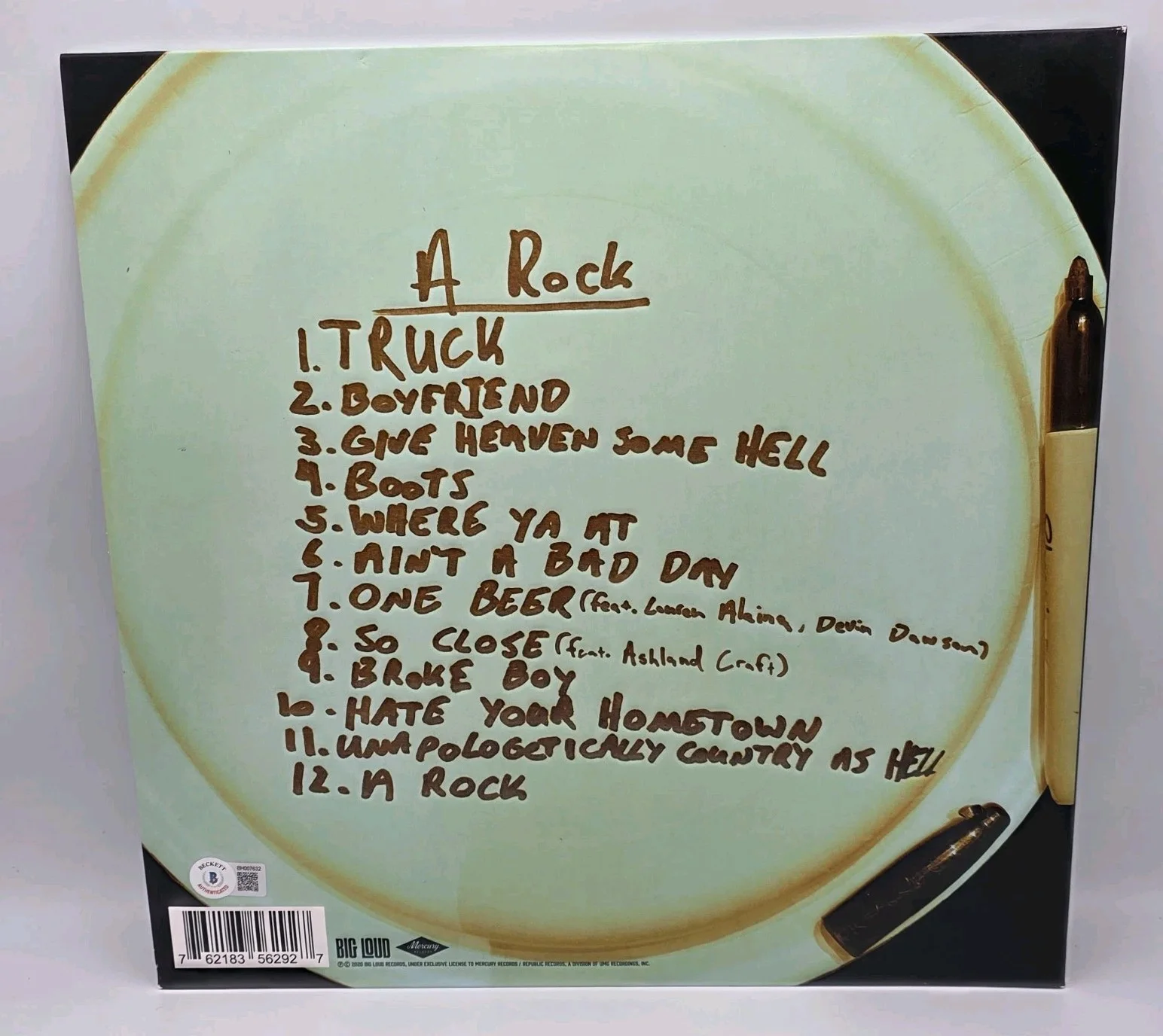 Hardy Country Music Star Signed A Rock Vinyl Give Heaven Some Hell BAS BECKETT, изображение 3