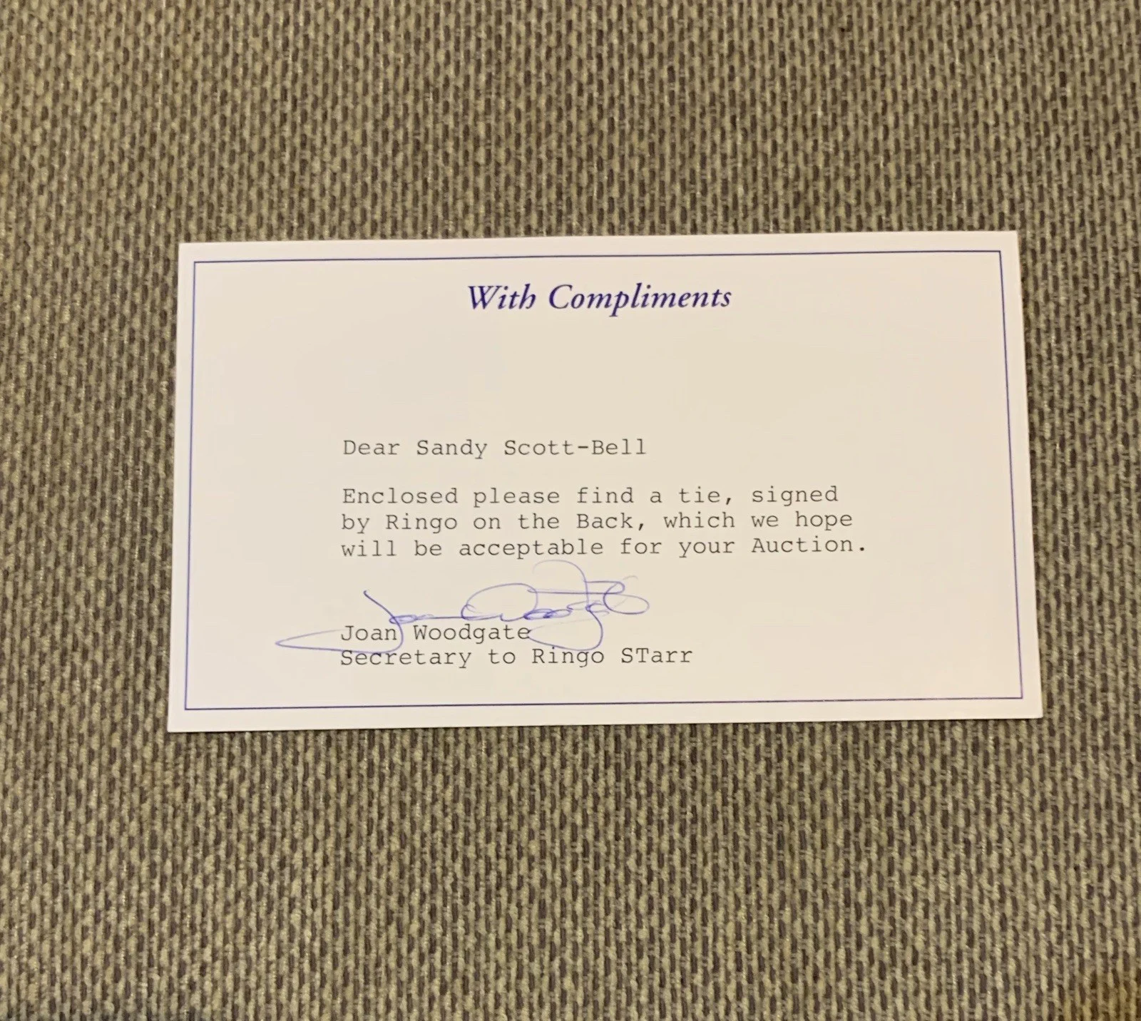Ringo Starr Signed Autographed Necktie Sothebys COA Beatles FROM RINGO’S CLOSET!, изображение 3