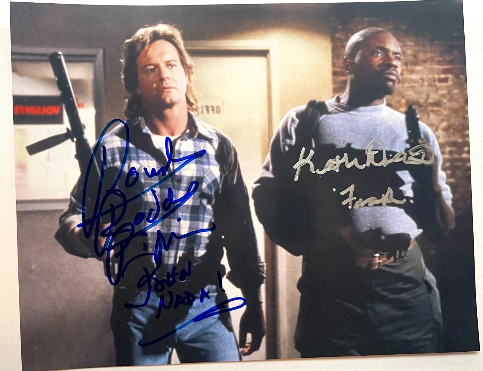 cast — THEY LIVE (2) photos signed by RODDY PIPER KEITH DAVID horror Halloween