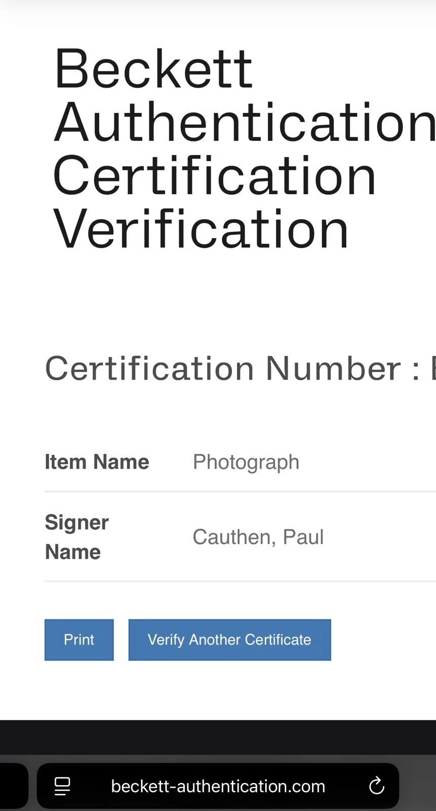 BAS COA PAUL CAUTHEN SIGNED 8x10 PHOTO BECKETT, image 3