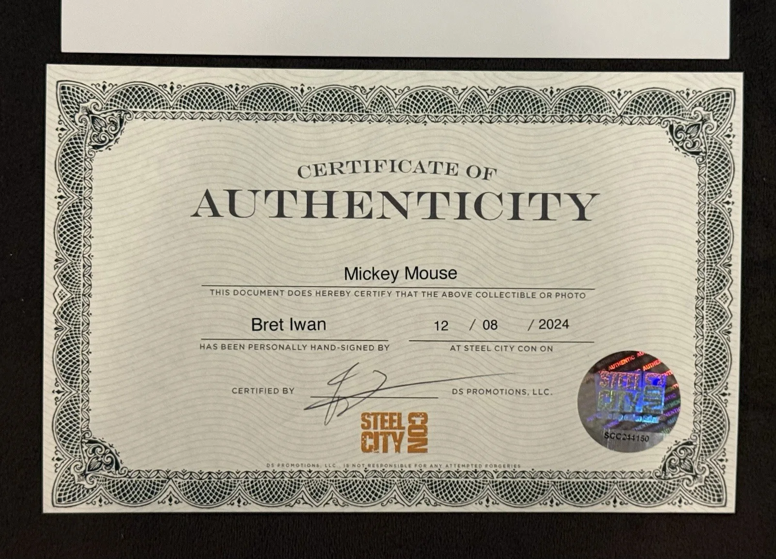 Bret Iwan SIGNED 8x10 Disney The Mickey Mouse Voice Actor Steel City COA Auto, изображение 4