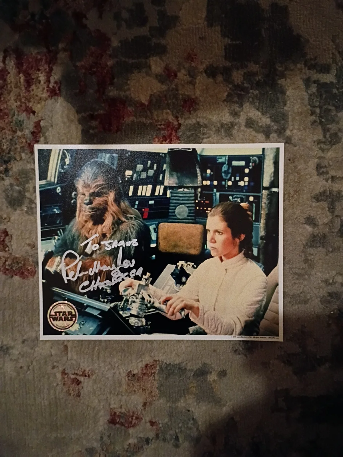 Peter Mayhew — RIP- Star Wars Official Pix- Peter Mayhew, Chewbacca signed 8x10 photo JSA COA