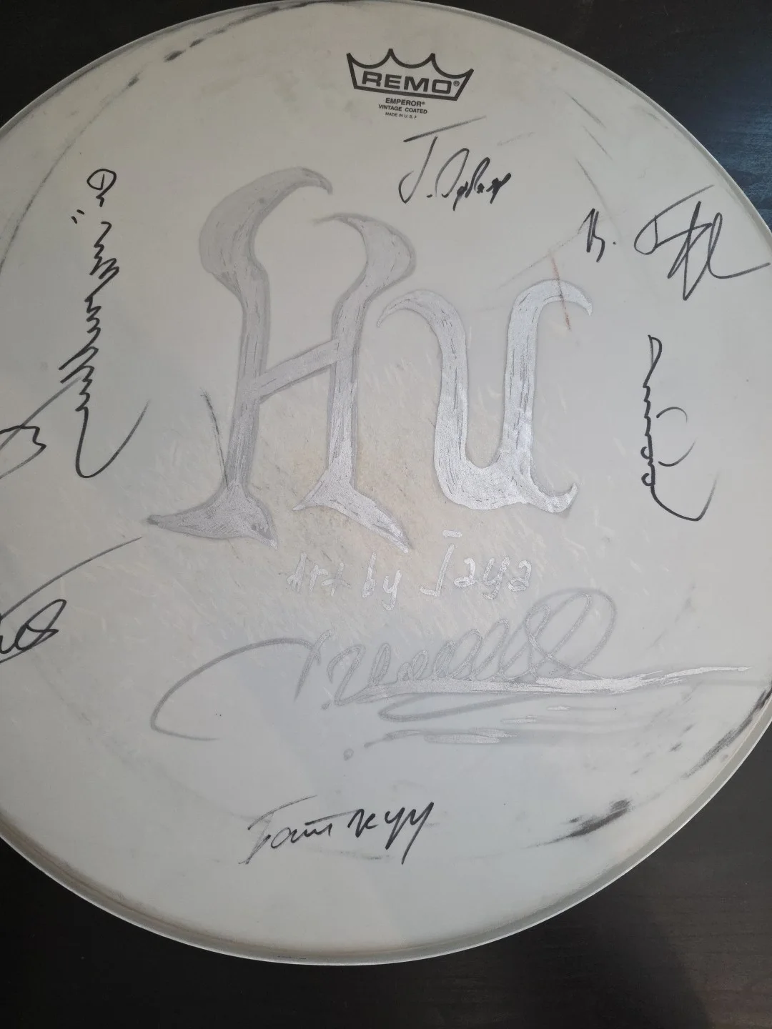 Hu Signed Drum Head (Art By Jaya), image 3
