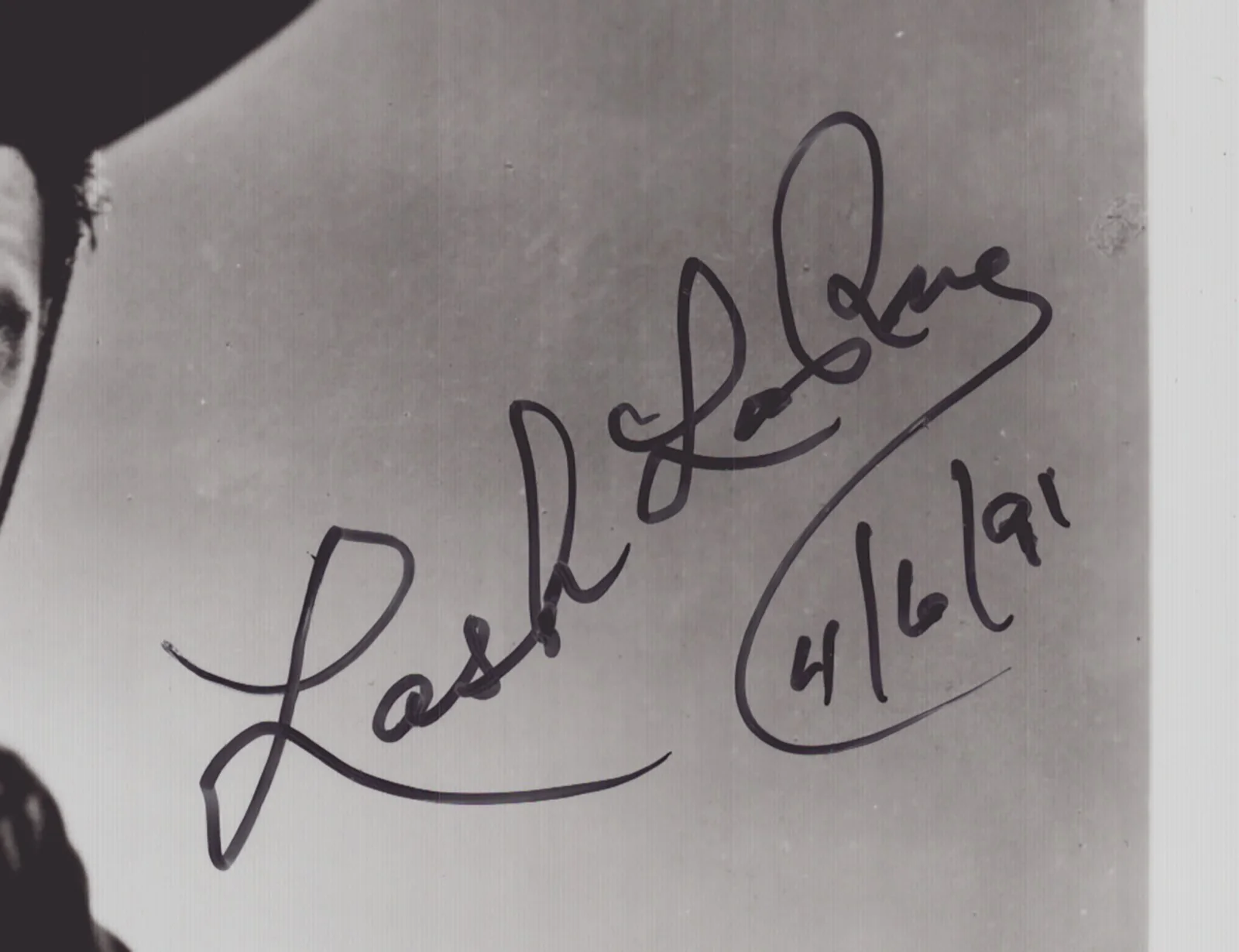 Lash La Rue — LASH LA RUE - PHOTOGRAPH SIGNED 04/06/1991, image 2